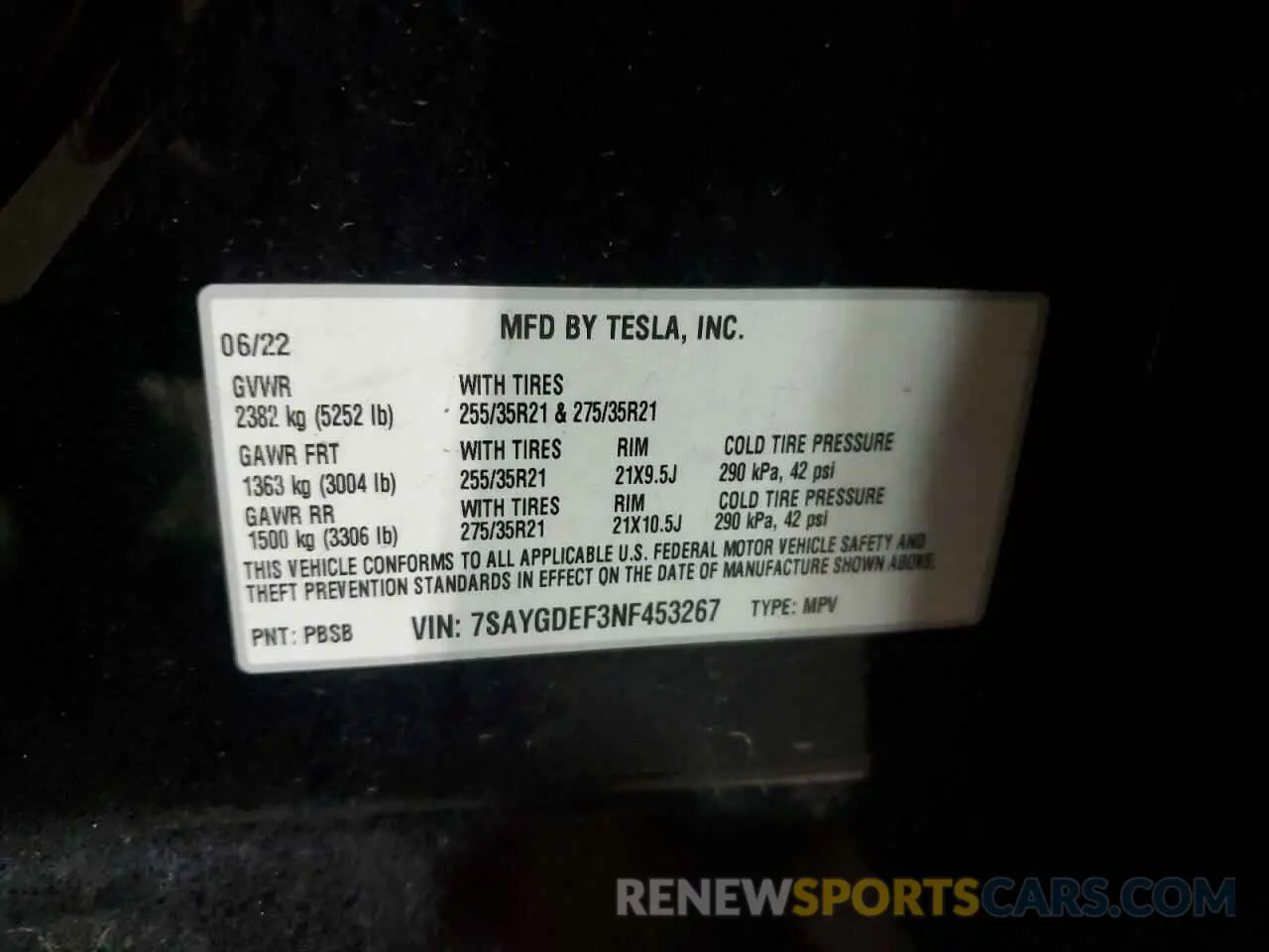 14 Photograph of a damaged car 7SAYGDEF3NF453267 TESLA MODEL Y 2022