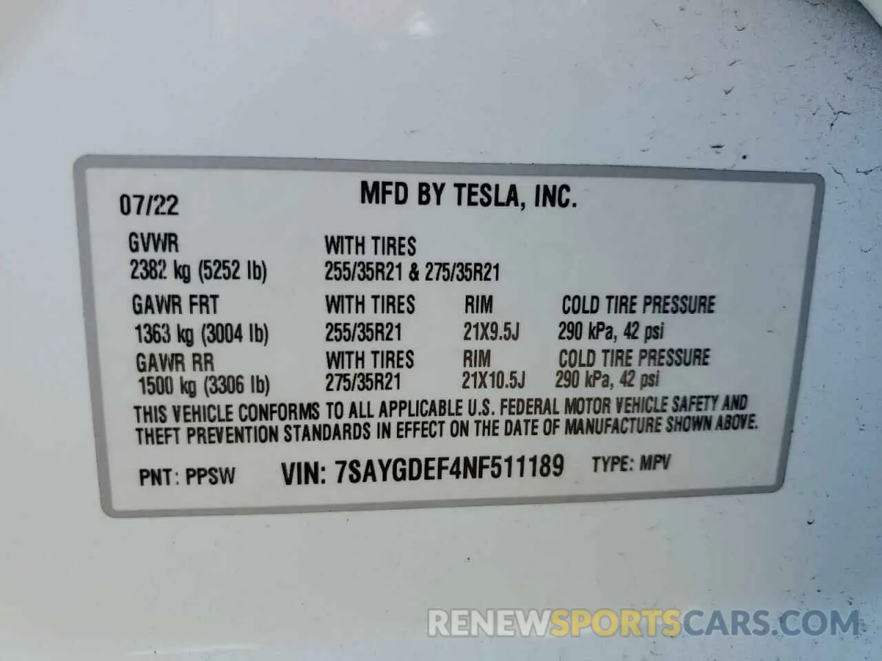 13 Photograph of a damaged car 7SAYGDEF4NF511189 TESLA MODEL Y 2022