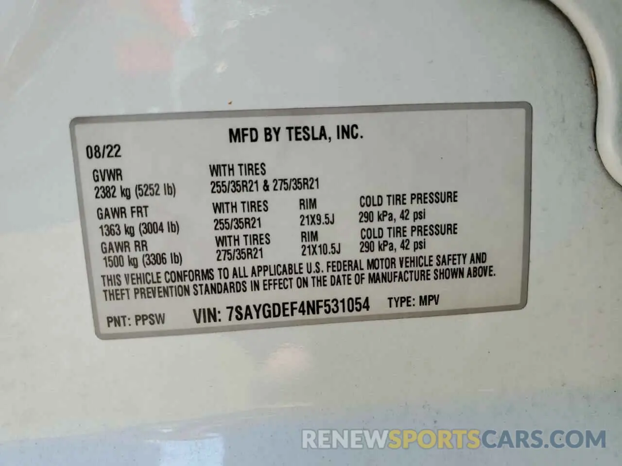 14 Photograph of a damaged car 7SAYGDEF4NF531054 TESLA MODEL Y 2022