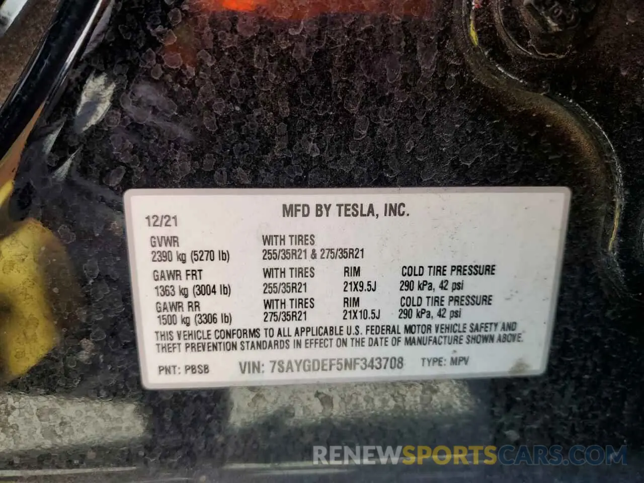 12 Photograph of a damaged car 7SAYGDEF5NF343708 TESLA MODEL Y 2022
