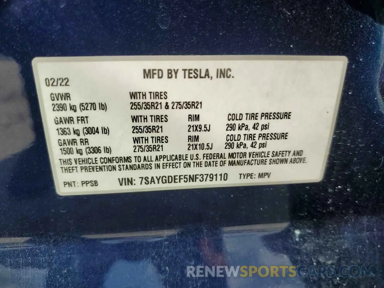 12 Photograph of a damaged car 7SAYGDEF5NF379110 TESLA MODEL Y 2022