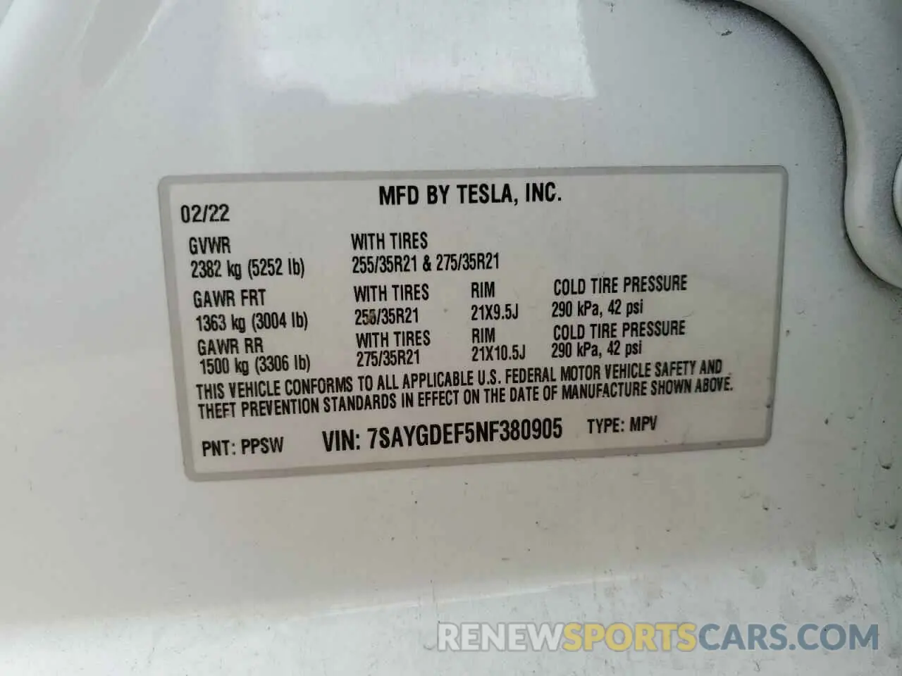 12 Photograph of a damaged car 7SAYGDEF5NF380905 TESLA MODEL Y 2022