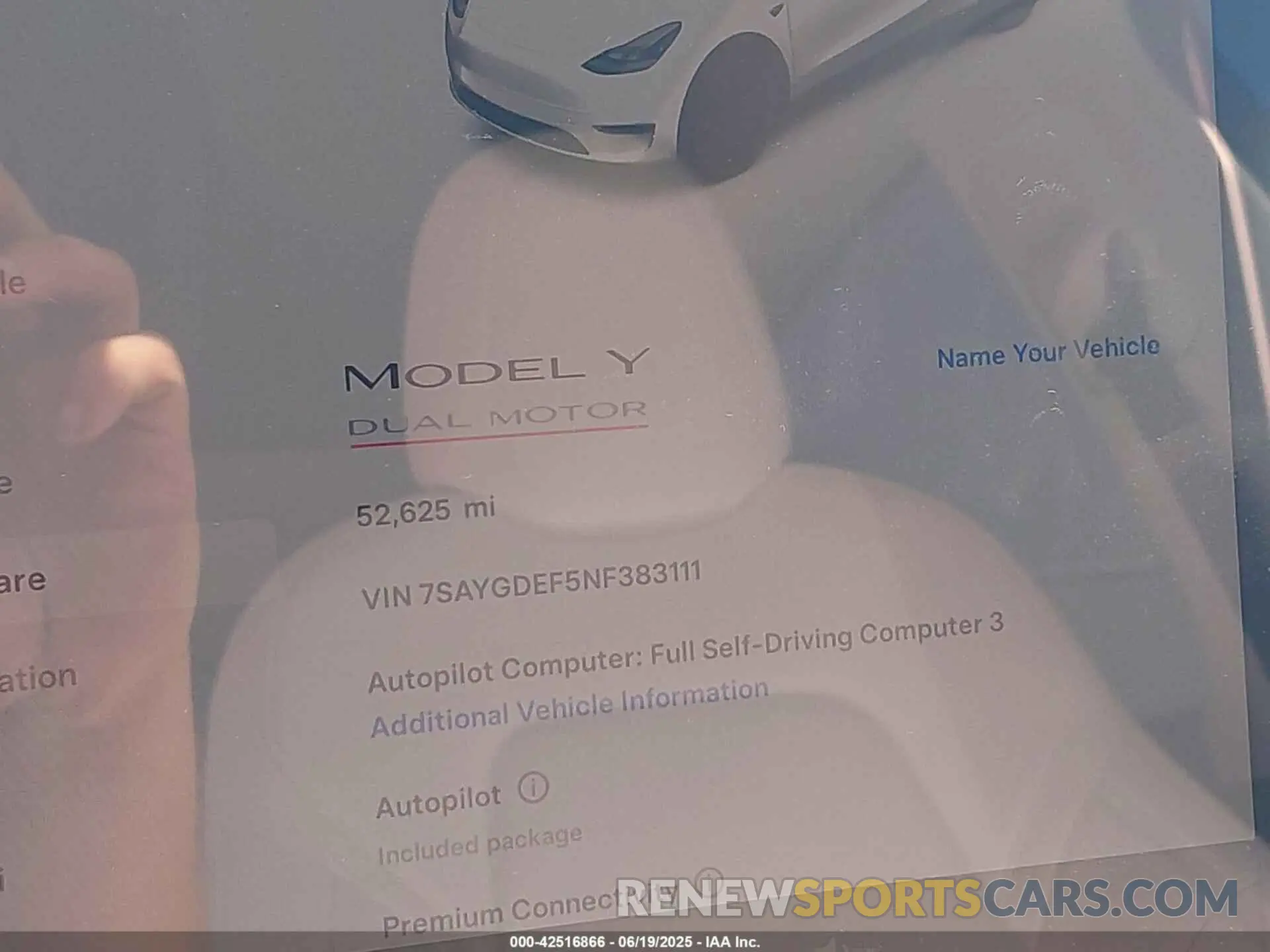 7 Photograph of a damaged car 7SAYGDEF5NF383111 TESLA MODEL Y 2022