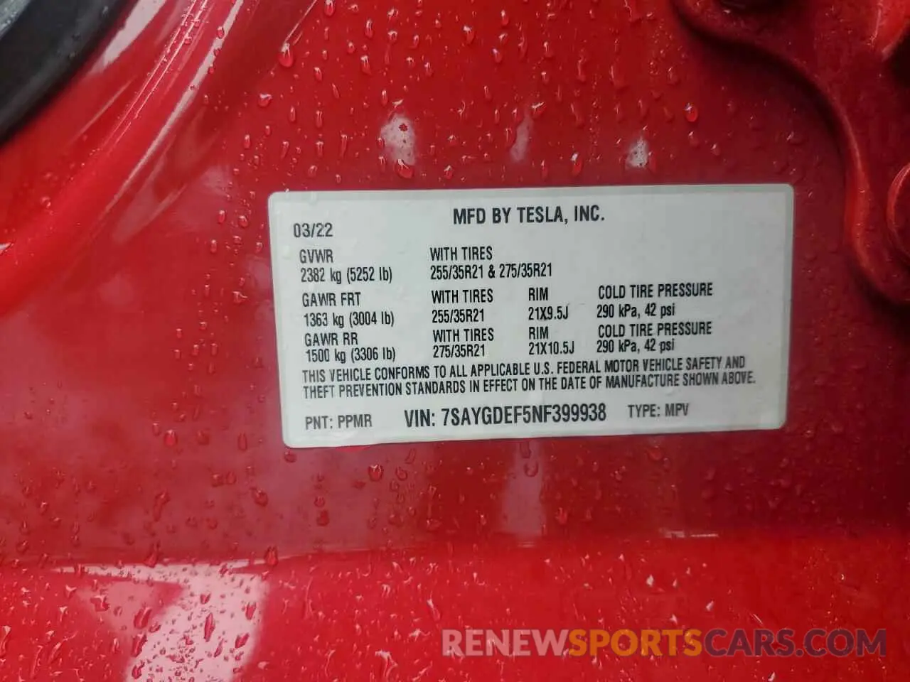 12 Photograph of a damaged car 7SAYGDEF5NF399938 TESLA MODEL Y 2022