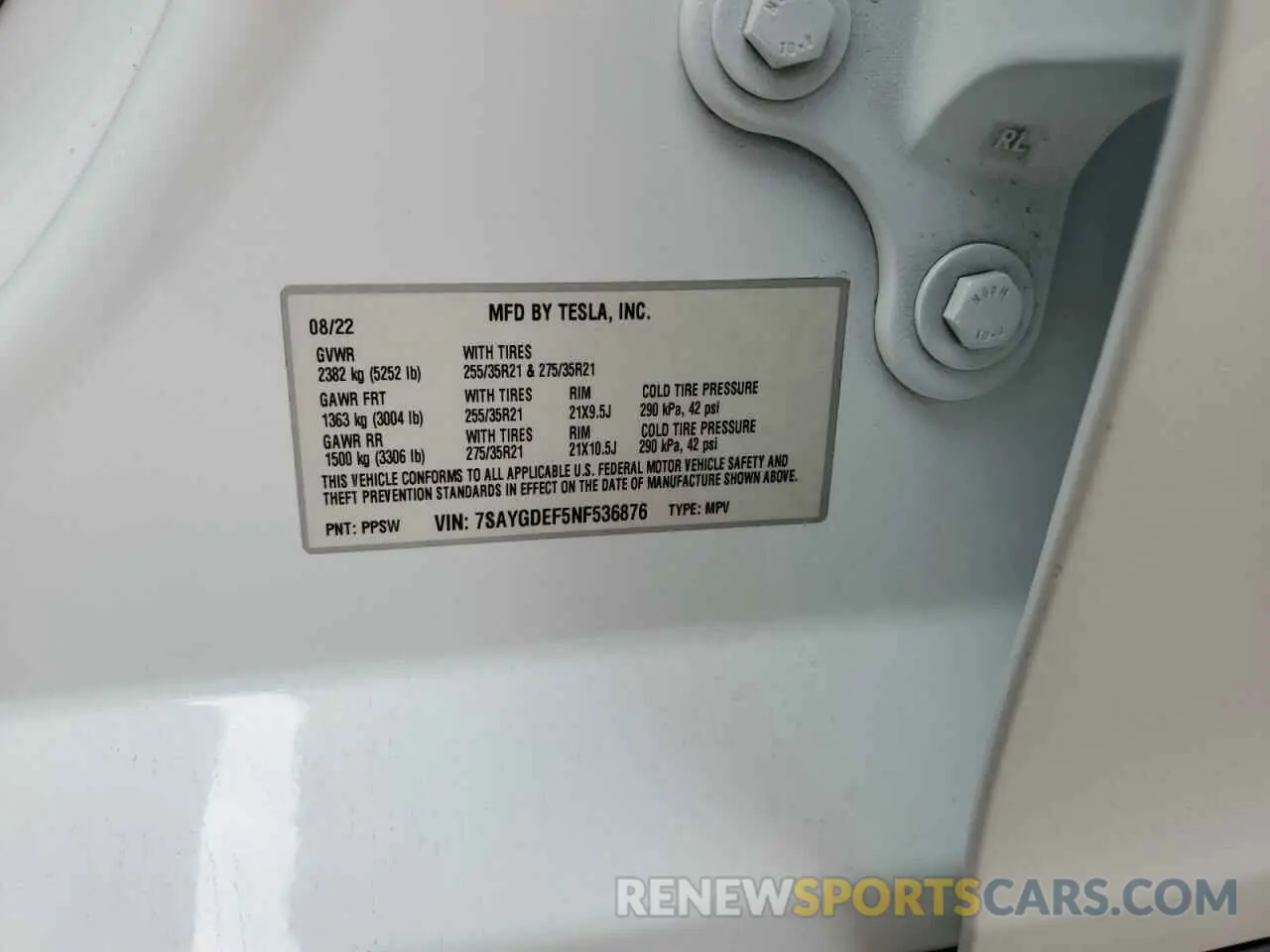 12 Photograph of a damaged car 7SAYGDEF5NF536876 TESLA MODEL Y 2022