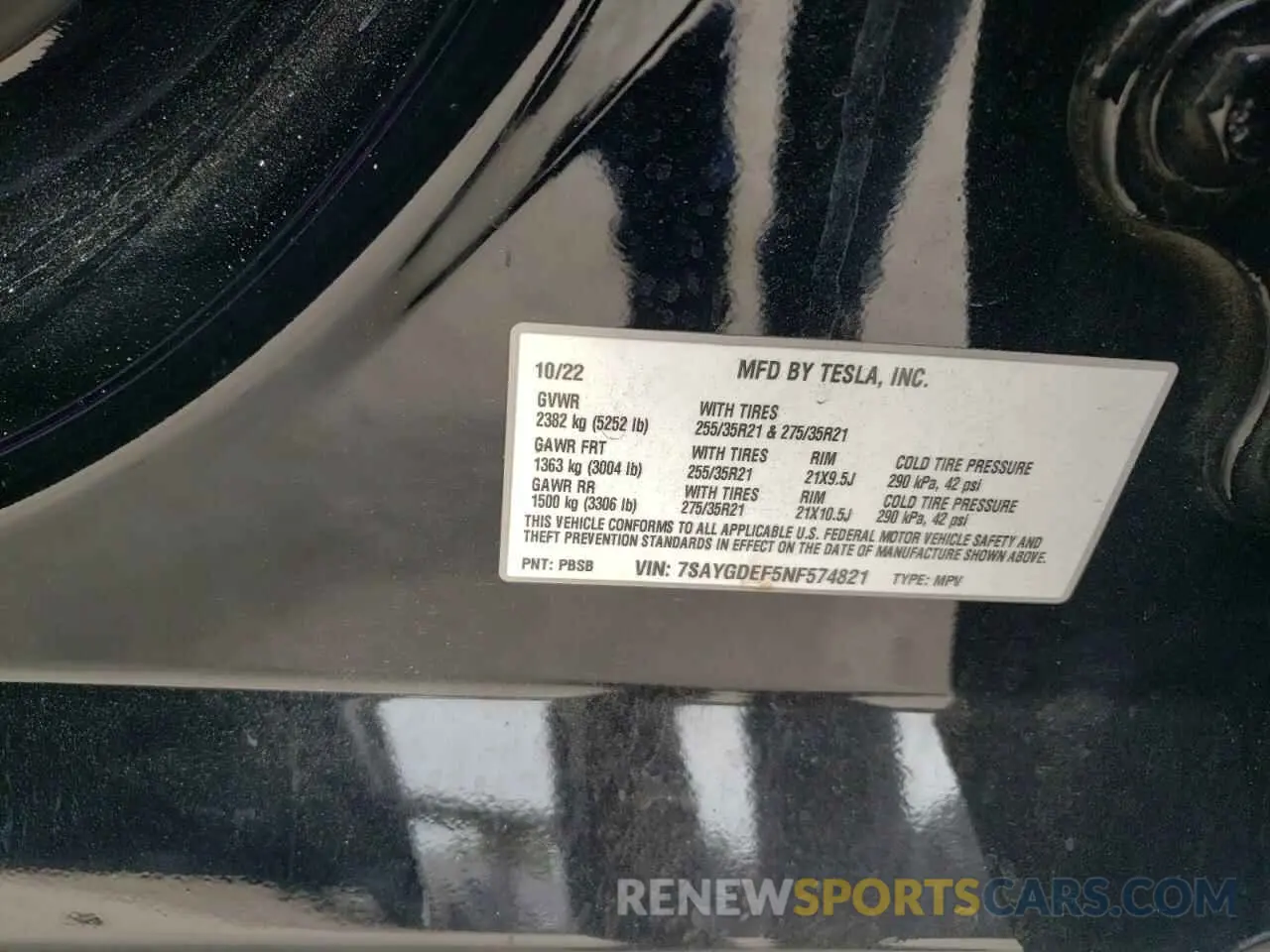 12 Photograph of a damaged car 7SAYGDEF5NF574821 TESLA MODEL Y 2022