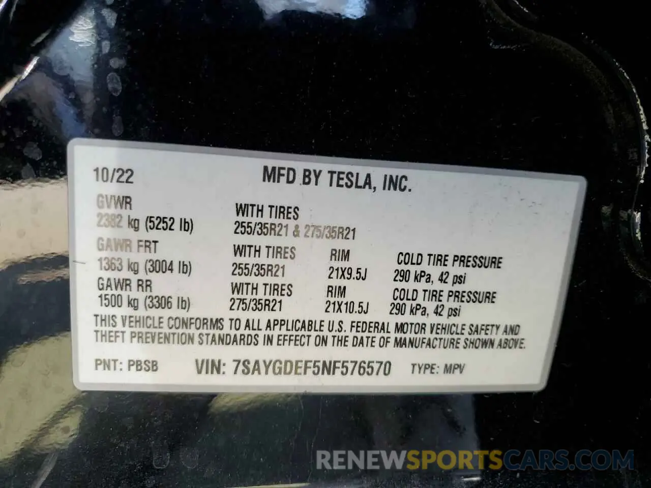 12 Photograph of a damaged car 7SAYGDEF5NF576570 TESLA MODEL Y 2022