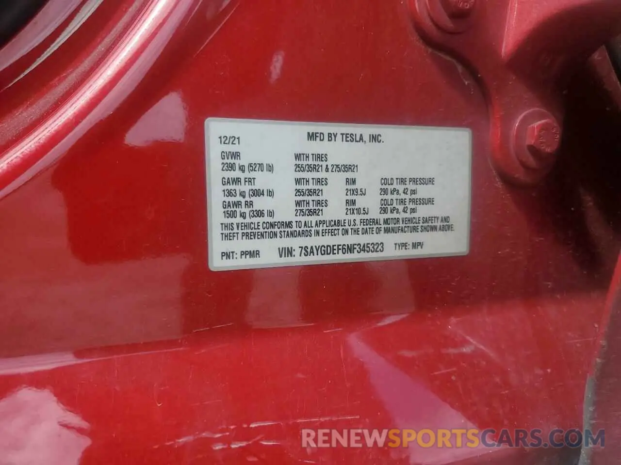 12 Photograph of a damaged car 7SAYGDEF6NF345323 TESLA MODEL Y 2022