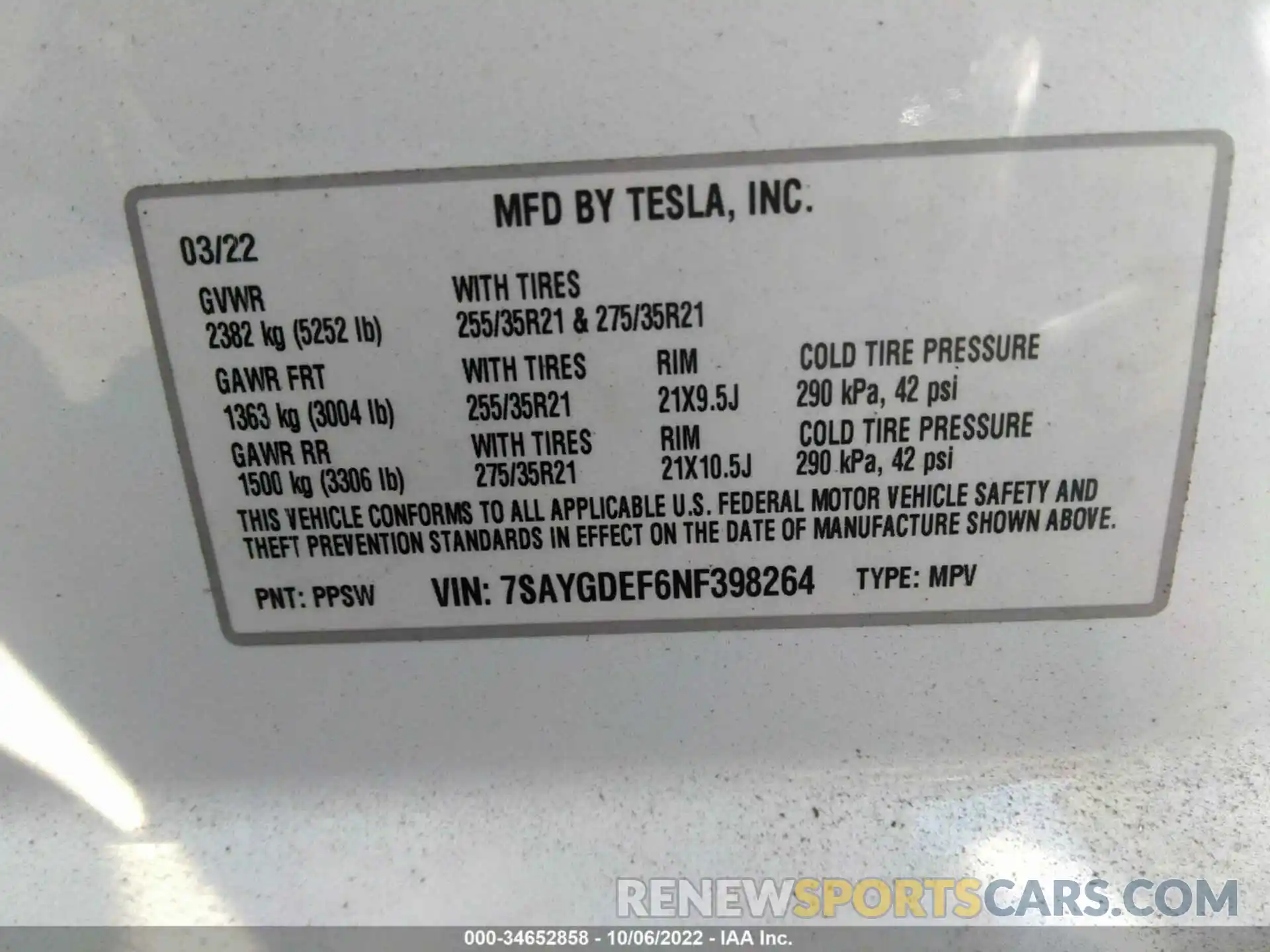 9 Photograph of a damaged car 7SAYGDEF6NF398264 TESLA MODEL Y 2022