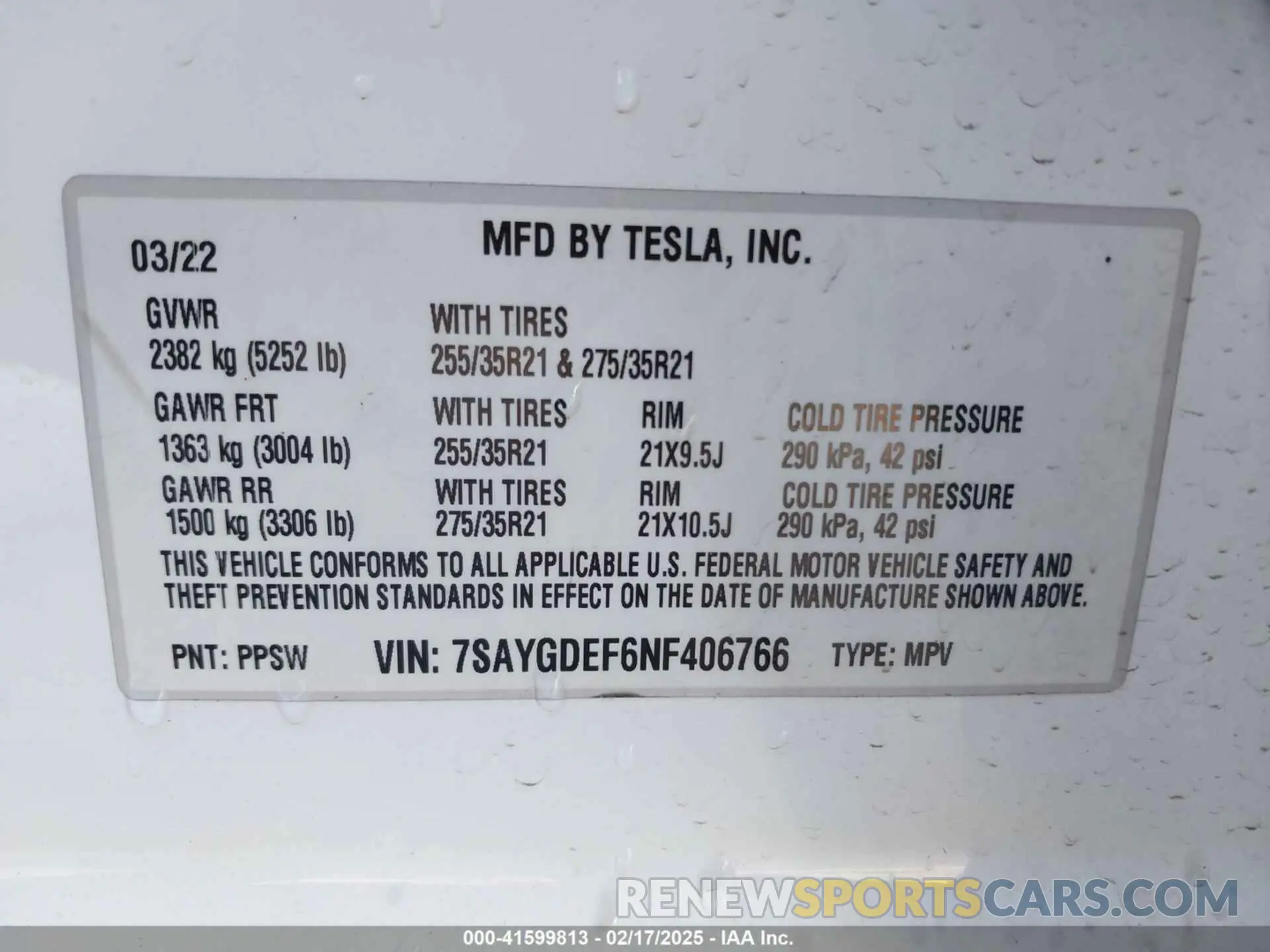 9 Photograph of a damaged car 7SAYGDEF6NF406766 TESLA MODEL Y 2022