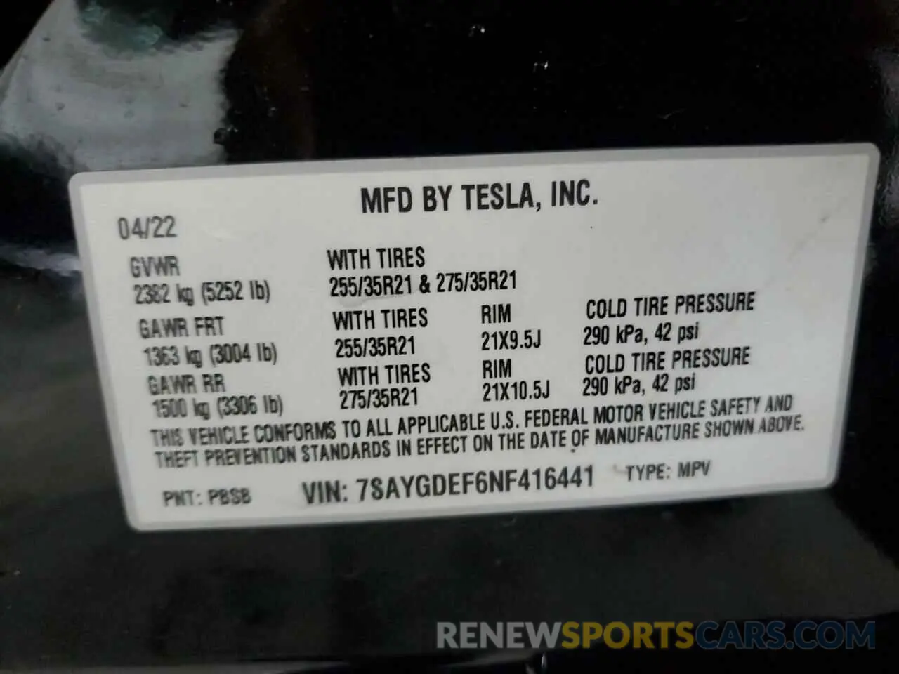 12 Photograph of a damaged car 7SAYGDEF6NF416441 TESLA MODEL Y 2022