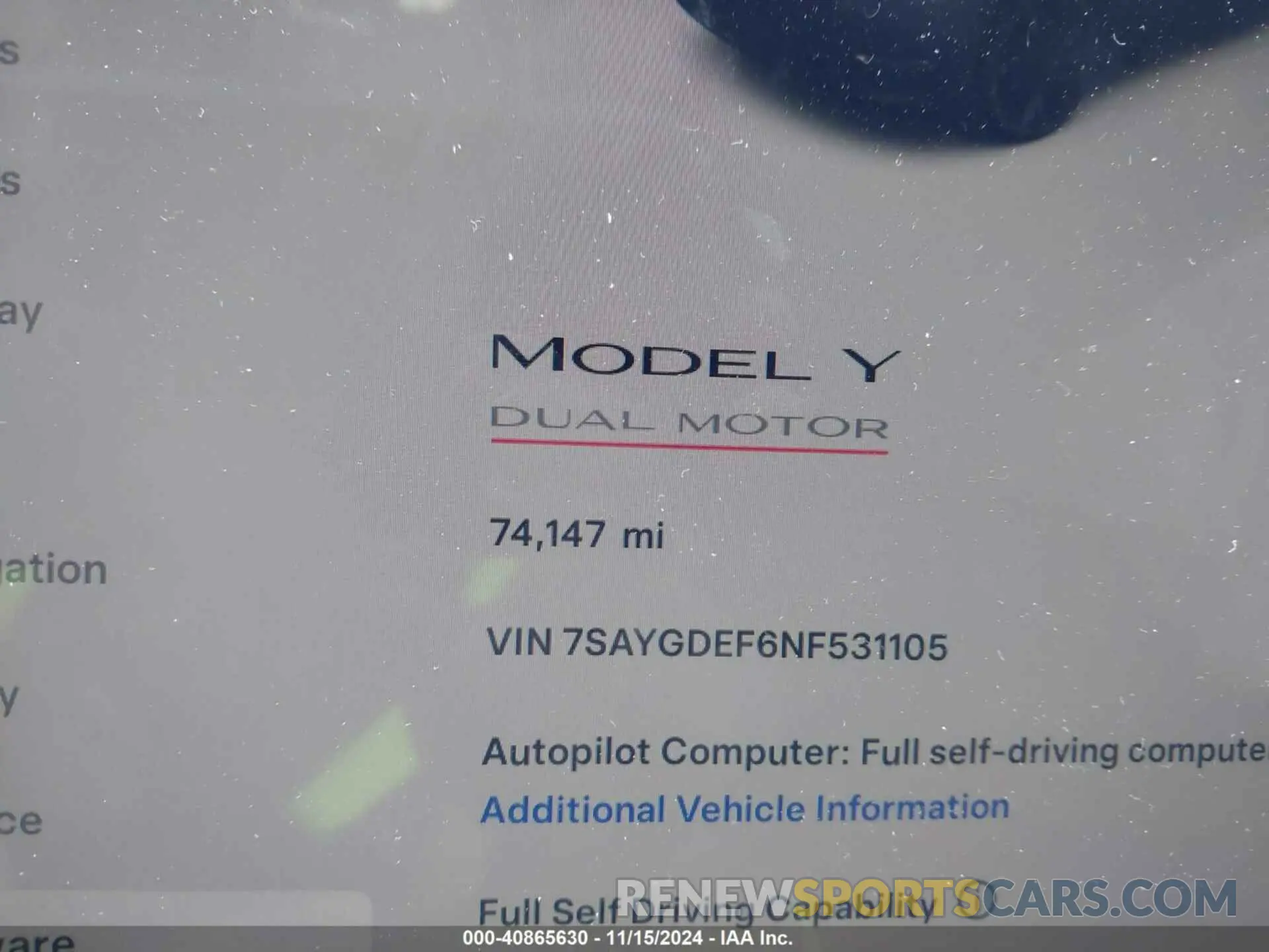 14 Photograph of a damaged car 7SAYGDEF6NF531105 TESLA MODEL Y 2022