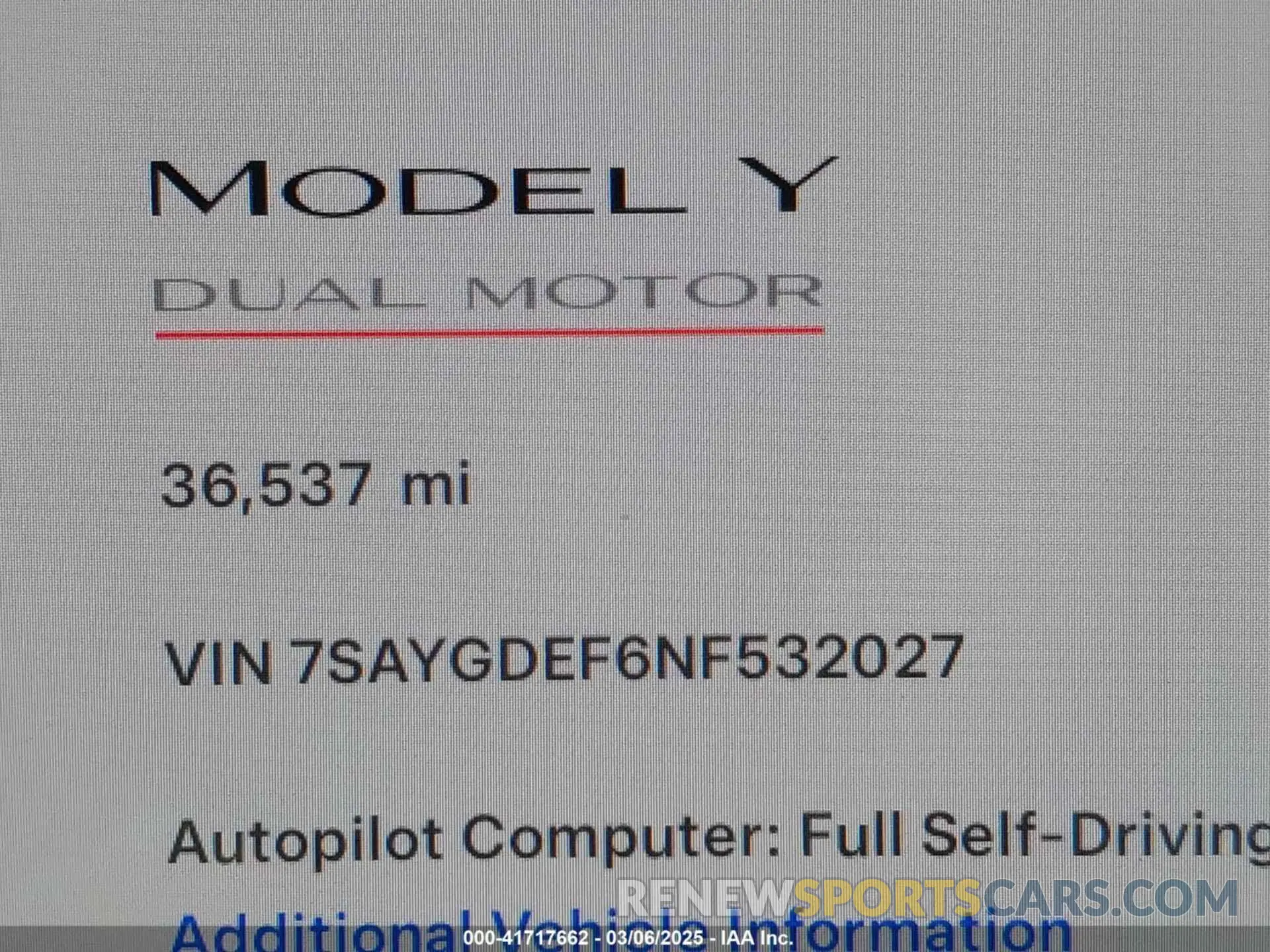 16 Photograph of a damaged car 7SAYGDEF6NF532027 TESLA MODEL Y 2022