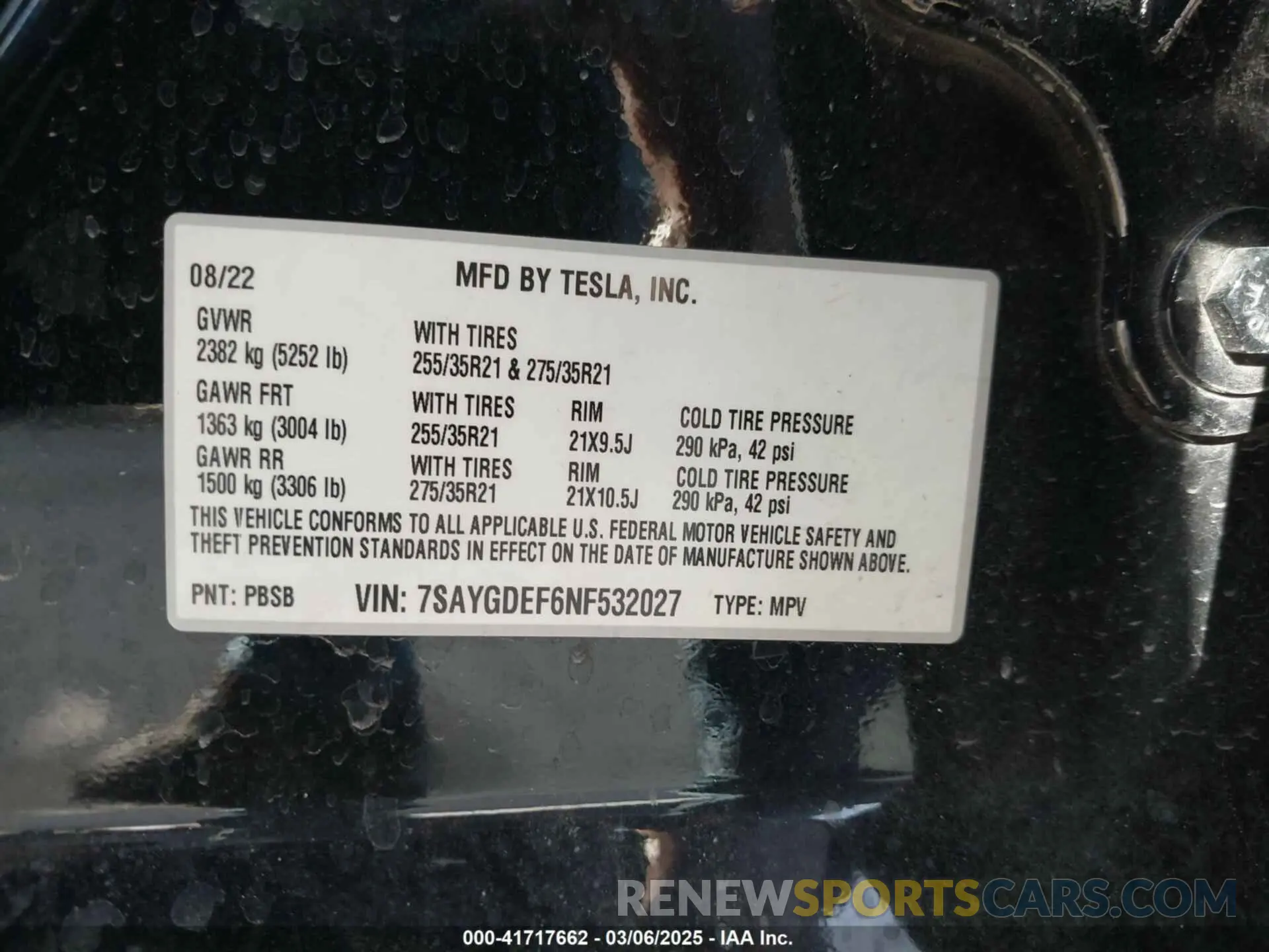 9 Photograph of a damaged car 7SAYGDEF6NF532027 TESLA MODEL Y 2022