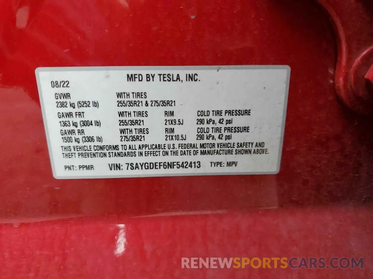 12 Photograph of a damaged car 7SAYGDEF6NF542413 TESLA MODEL Y 2022