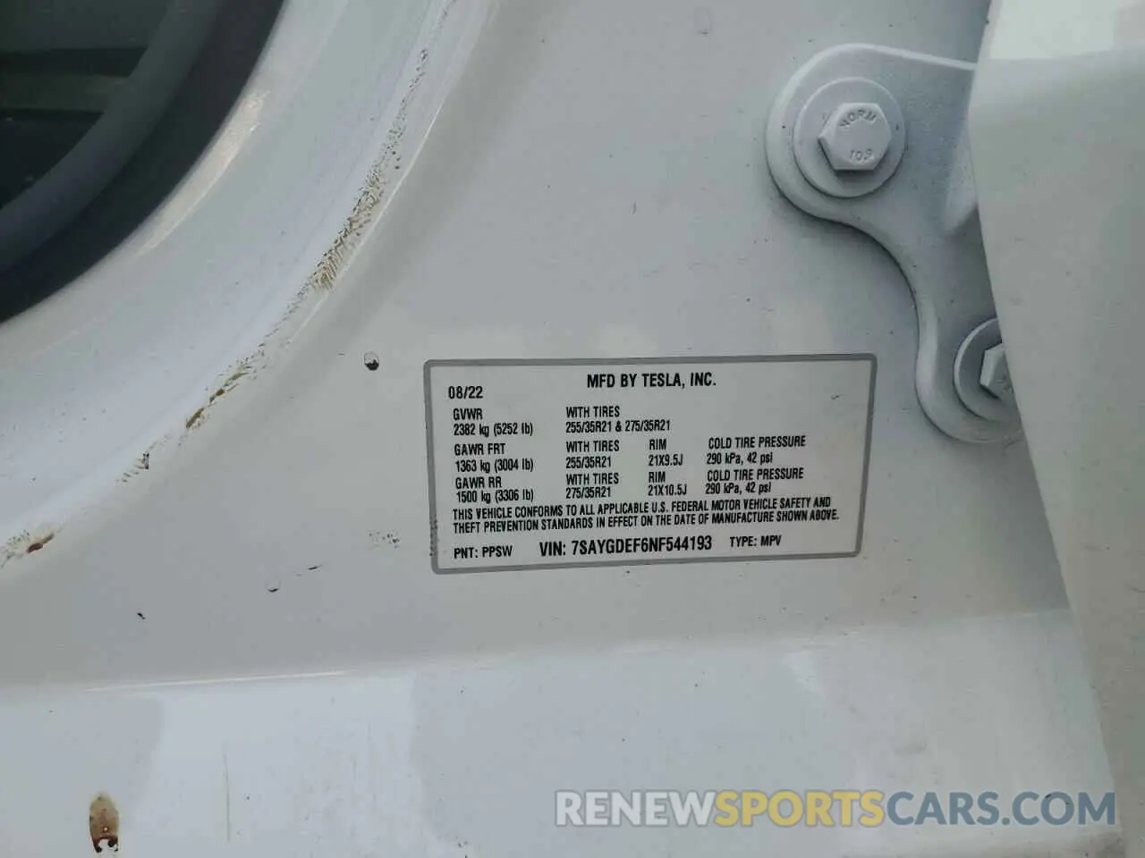 13 Photograph of a damaged car 7SAYGDEF6NF544193 TESLA MODEL Y 2022