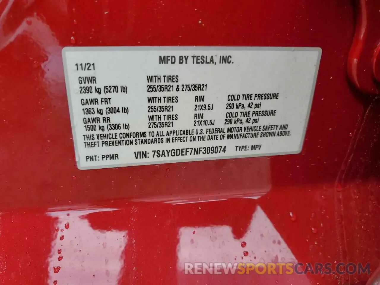 12 Photograph of a damaged car 7SAYGDEF7NF309074 TESLA MODEL Y 2022