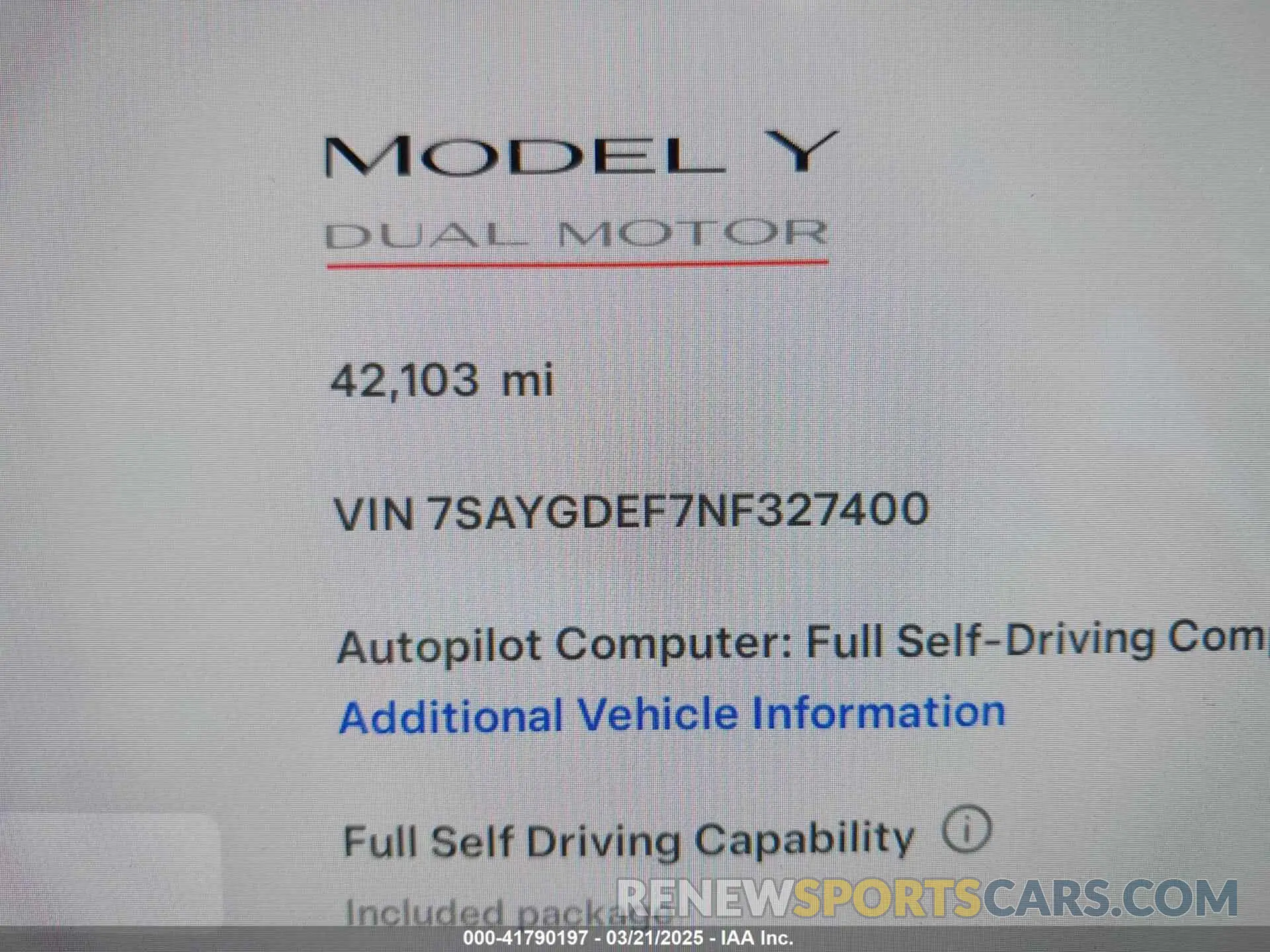 7 Photograph of a damaged car 7SAYGDEF7NF327400 TESLA MODEL Y 2022