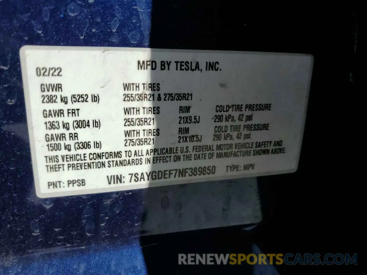 12 Photograph of a damaged car 7SAYGDEF7NF389850 TESLA MODEL Y 2022