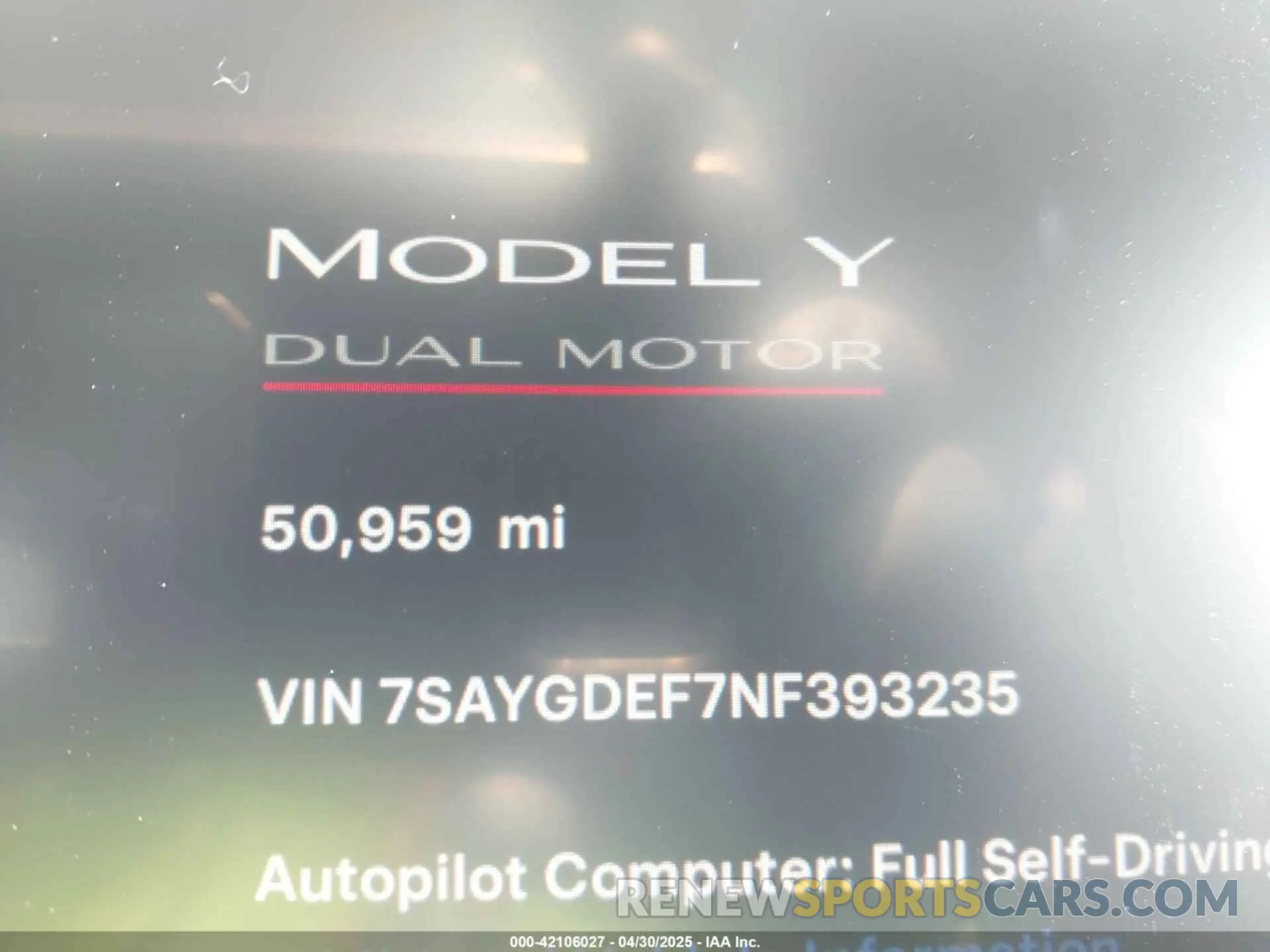 15 Photograph of a damaged car 7SAYGDEF7NF393235 TESLA MODEL Y 2022