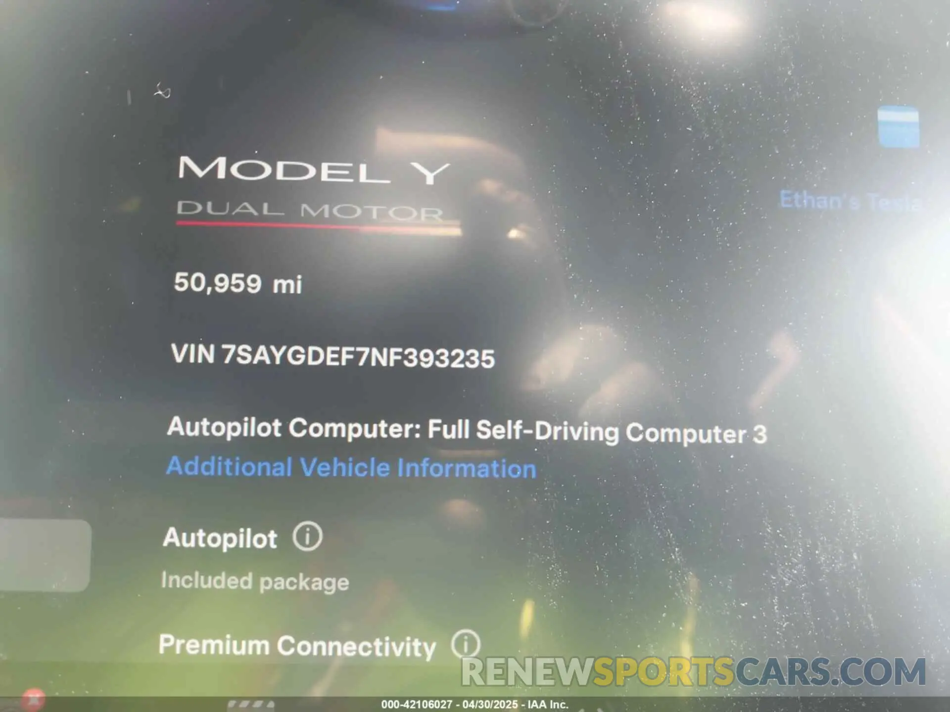 7 Photograph of a damaged car 7SAYGDEF7NF393235 TESLA MODEL Y 2022