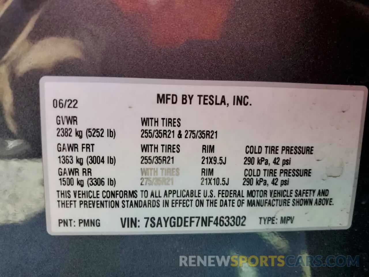 12 Photograph of a damaged car 7SAYGDEF7NF463302 TESLA MODEL Y 2022