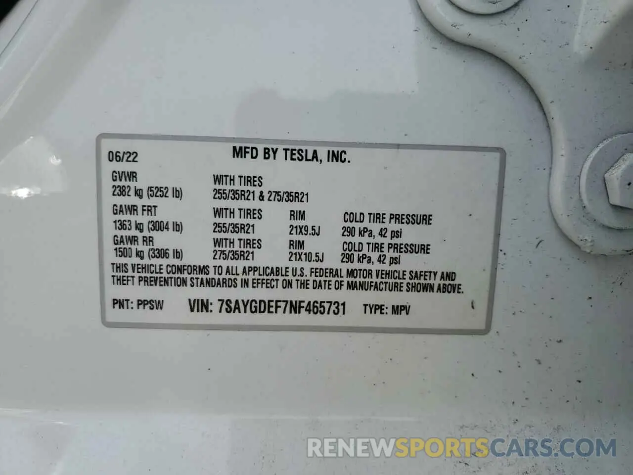 13 Photograph of a damaged car 7SAYGDEF7NF465731 TESLA MODEL Y 2022