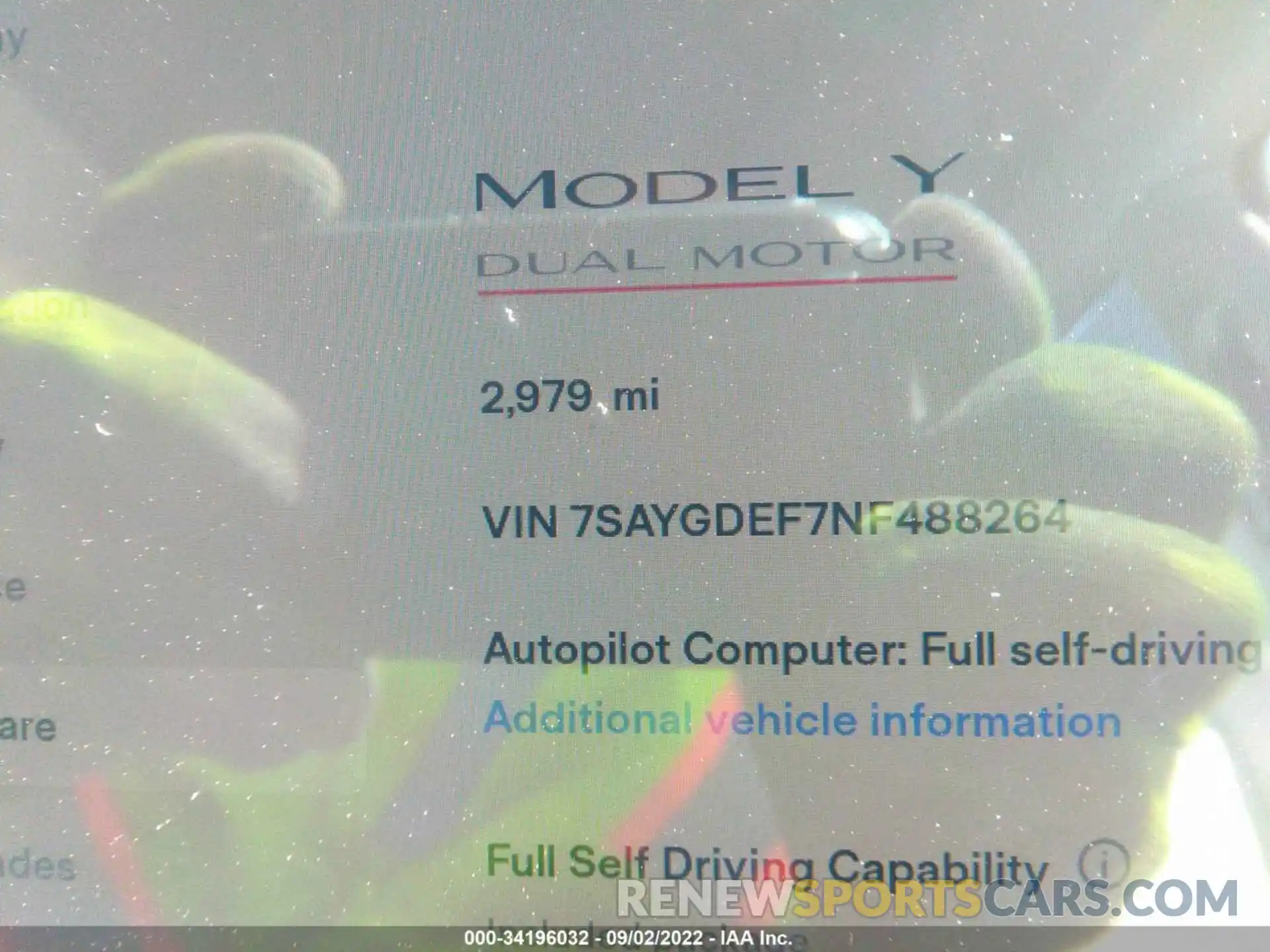 7 Photograph of a damaged car 7SAYGDEF7NF488264 TESLA MODEL Y 2022