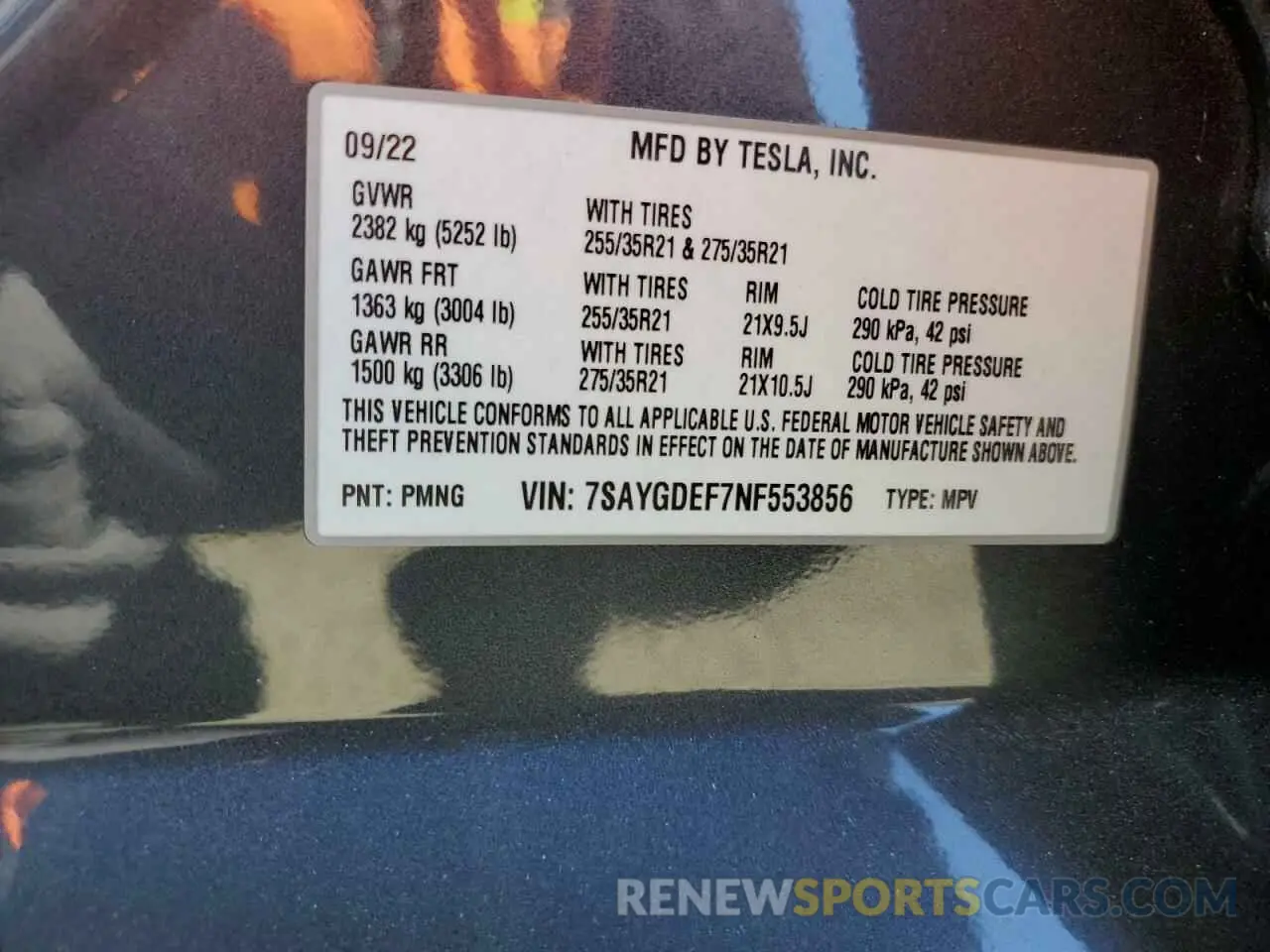 13 Photograph of a damaged car 7SAYGDEF7NF553856 TESLA MODEL Y 2022