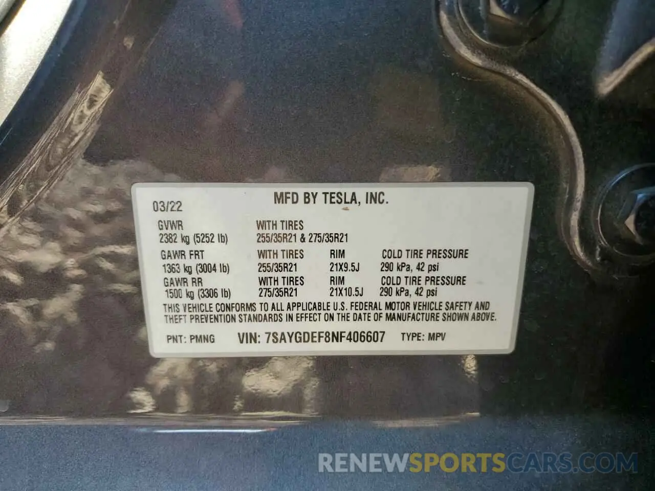 12 Photograph of a damaged car 7SAYGDEF8NF406607 TESLA MODEL Y 2022