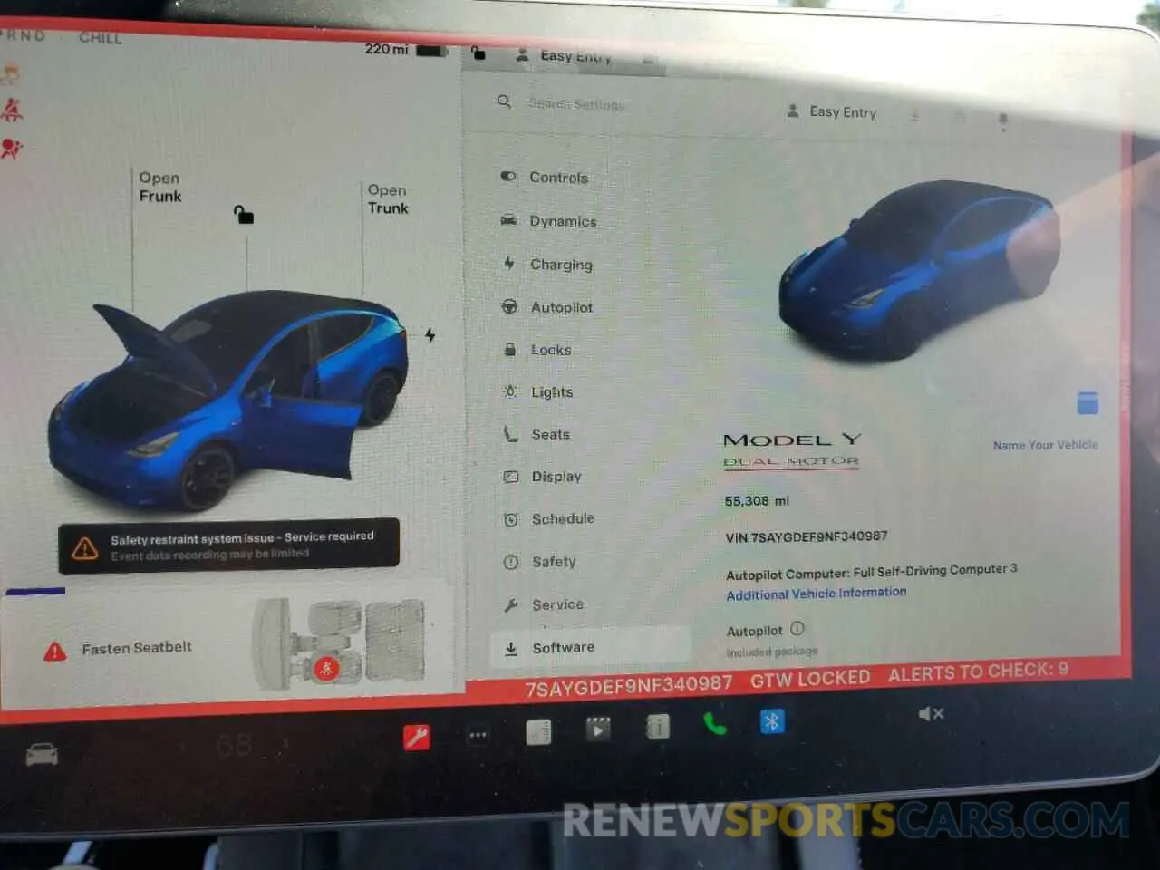 9 Photograph of a damaged car 7SAYGDEF9NF340987 TESLA MODEL Y 2022