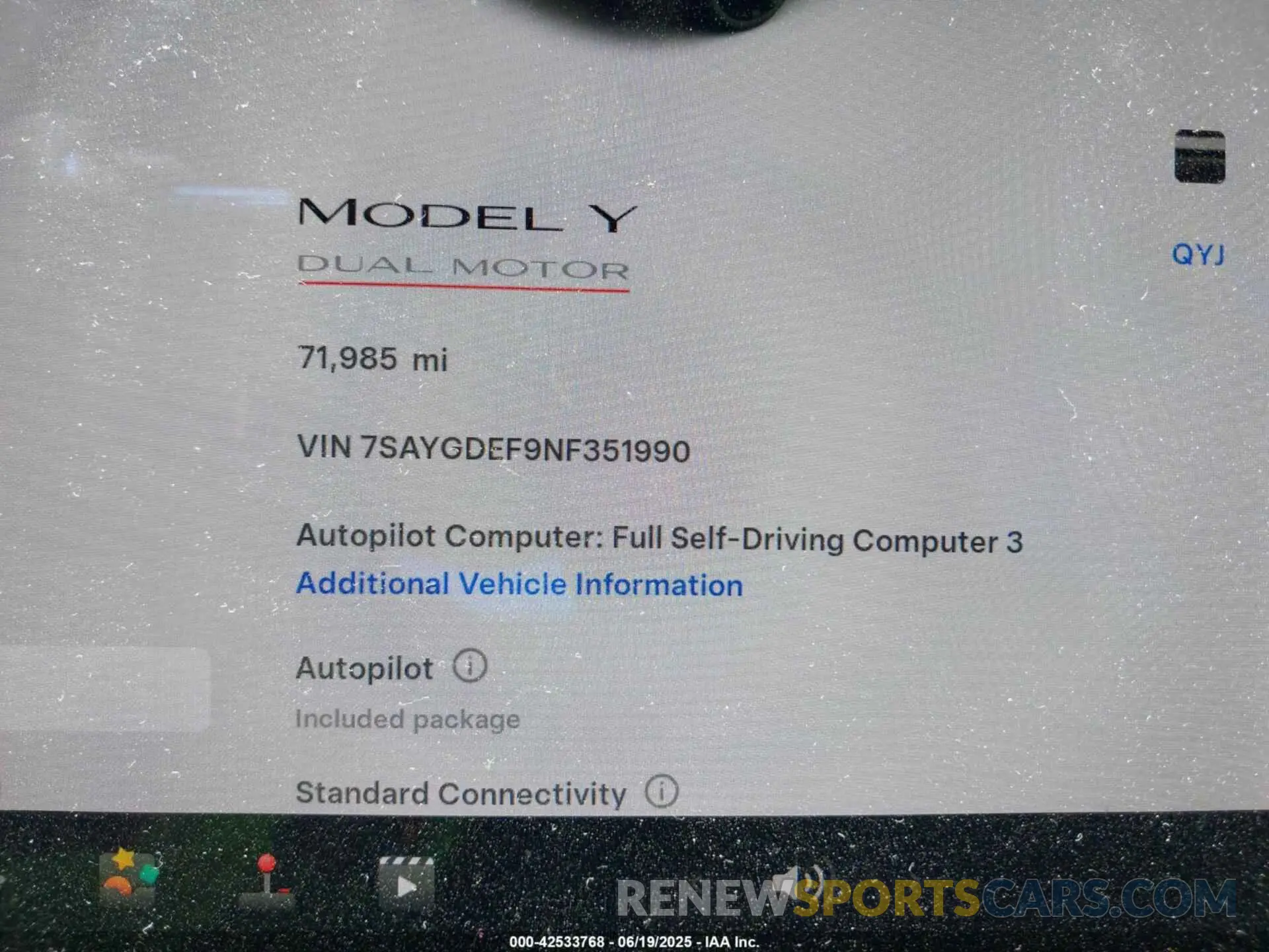 7 Photograph of a damaged car 7SAYGDEF9NF351990 TESLA MODEL Y 2022