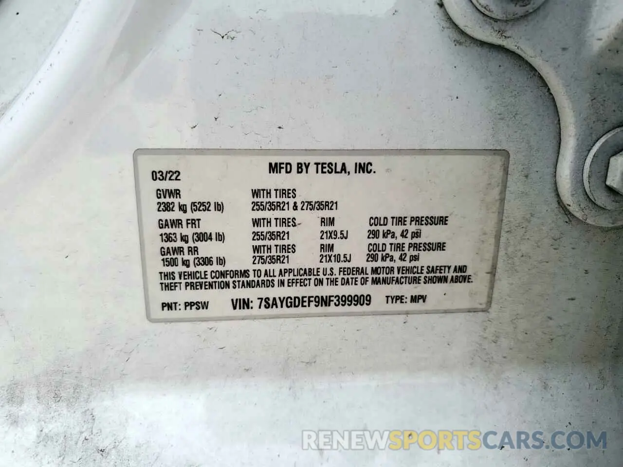 12 Photograph of a damaged car 7SAYGDEF9NF399909 TESLA MODEL Y 2022