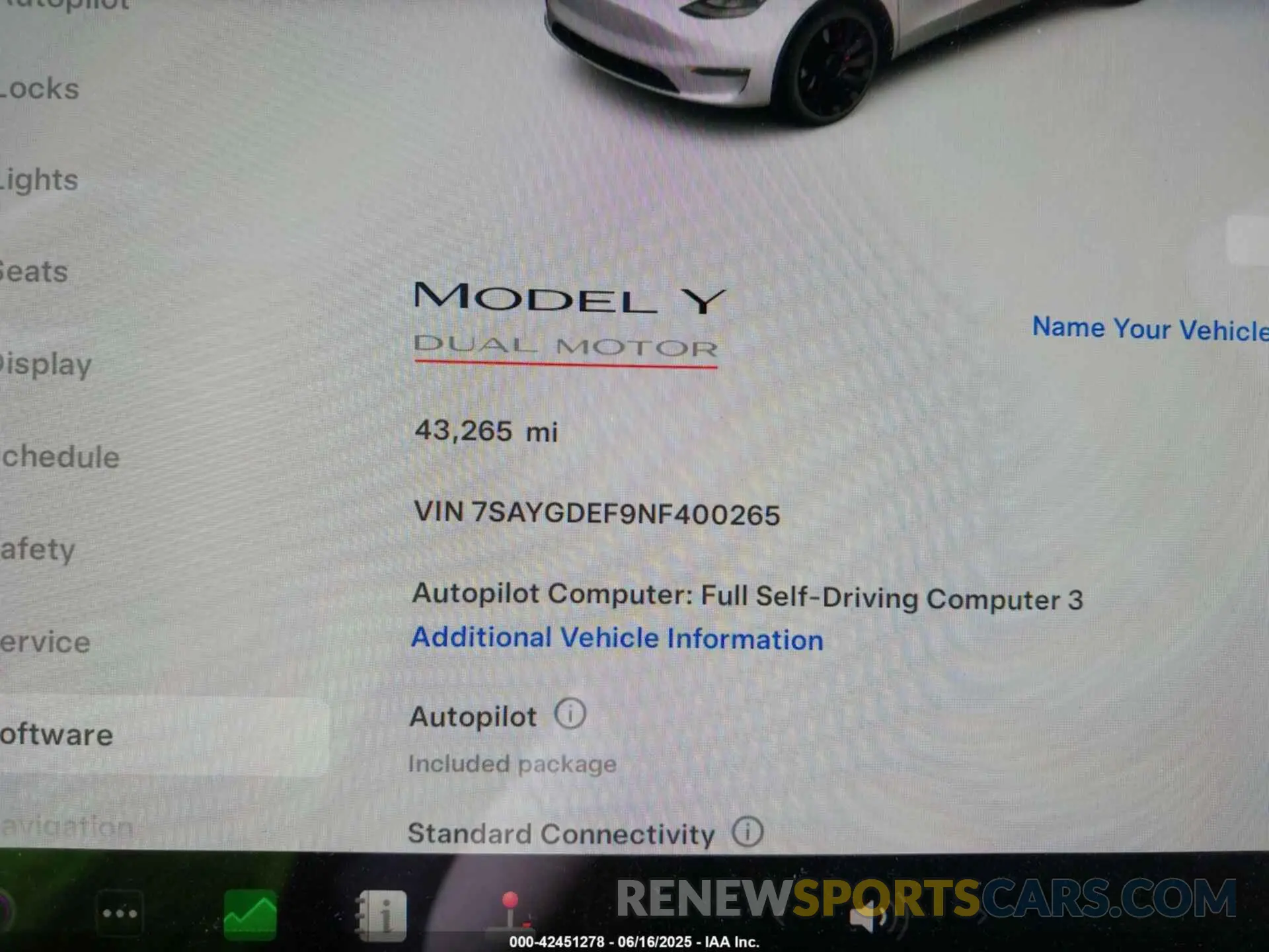 7 Photograph of a damaged car 7SAYGDEF9NF400265 TESLA MODEL Y 2022