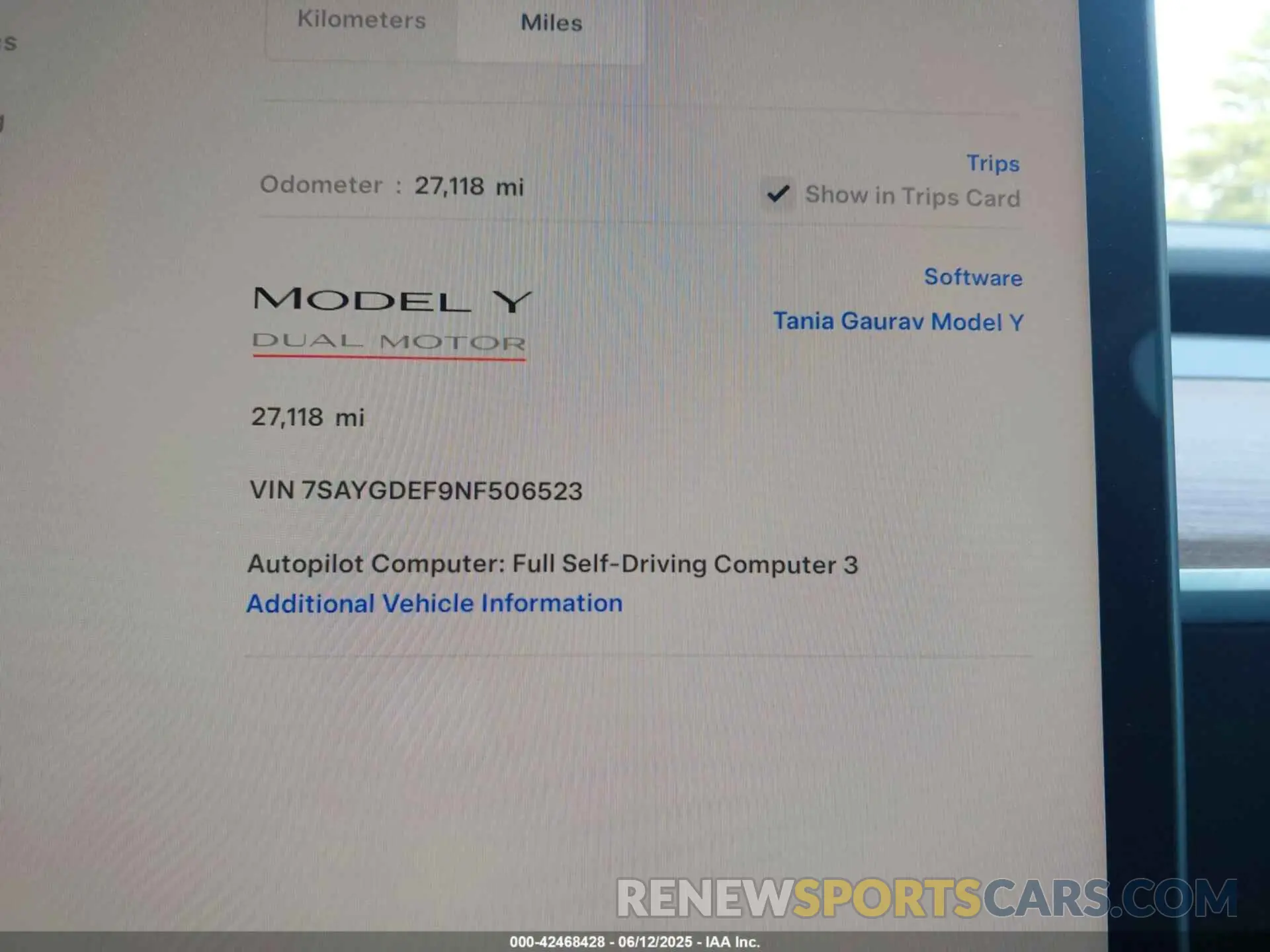 7 Photograph of a damaged car 7SAYGDEF9NF506523 TESLA MODEL Y 2022