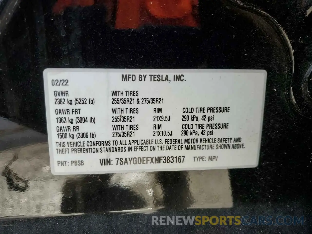 13 Photograph of a damaged car 7SAYGDEFXNF383167 TESLA MODEL Y 2022