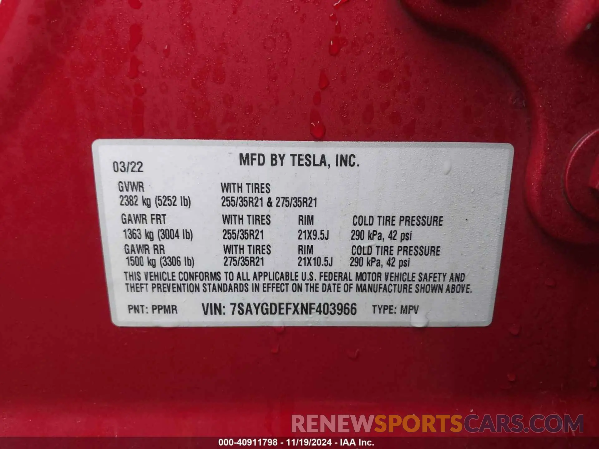 9 Photograph of a damaged car 7SAYGDEFXNF403966 TESLA MODEL Y 2022