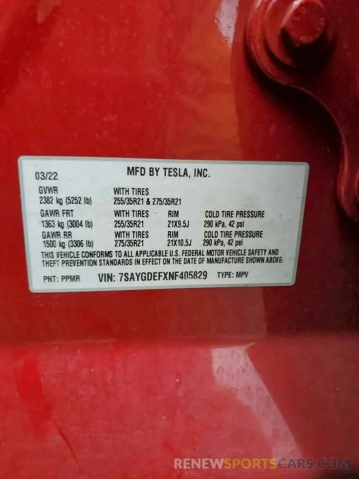 14 Photograph of a damaged car 7SAYGDEFXNF405829 TESLA MODEL Y 2022