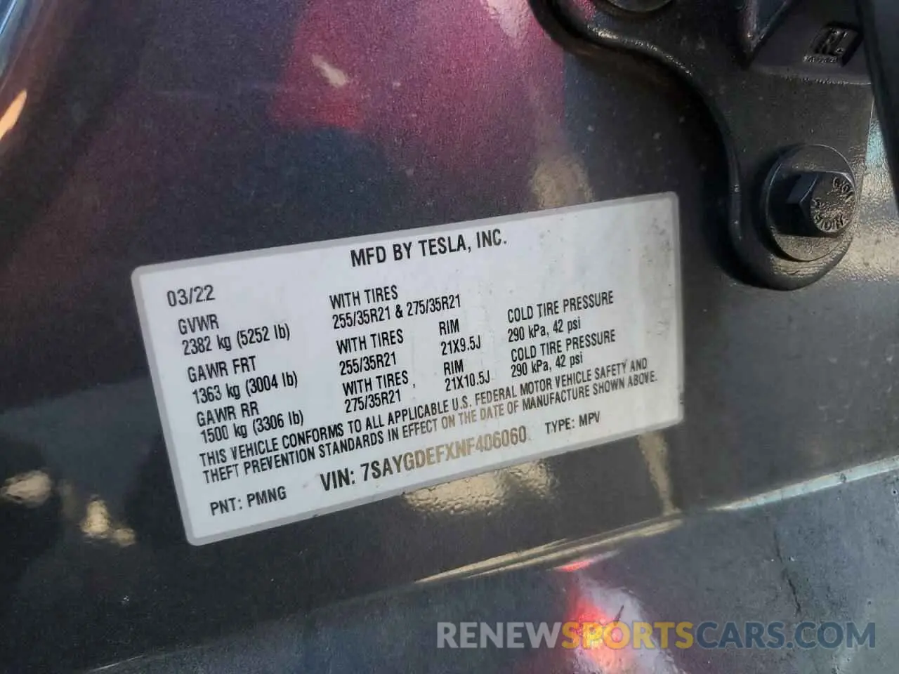 13 Photograph of a damaged car 7SAYGDEFXNF406060 TESLA MODEL Y 2022