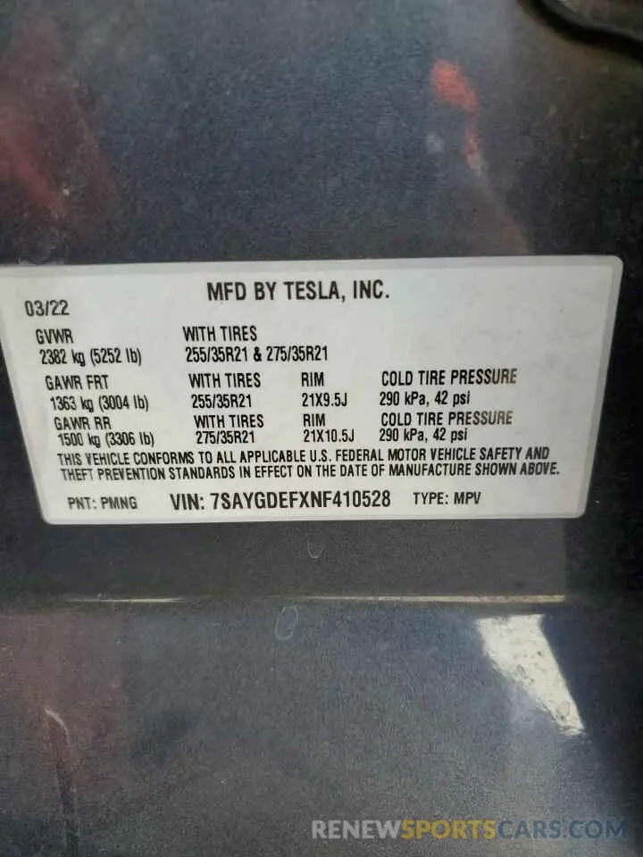 13 Photograph of a damaged car 7SAYGDEFXNF410528 TESLA MODEL Y 2022