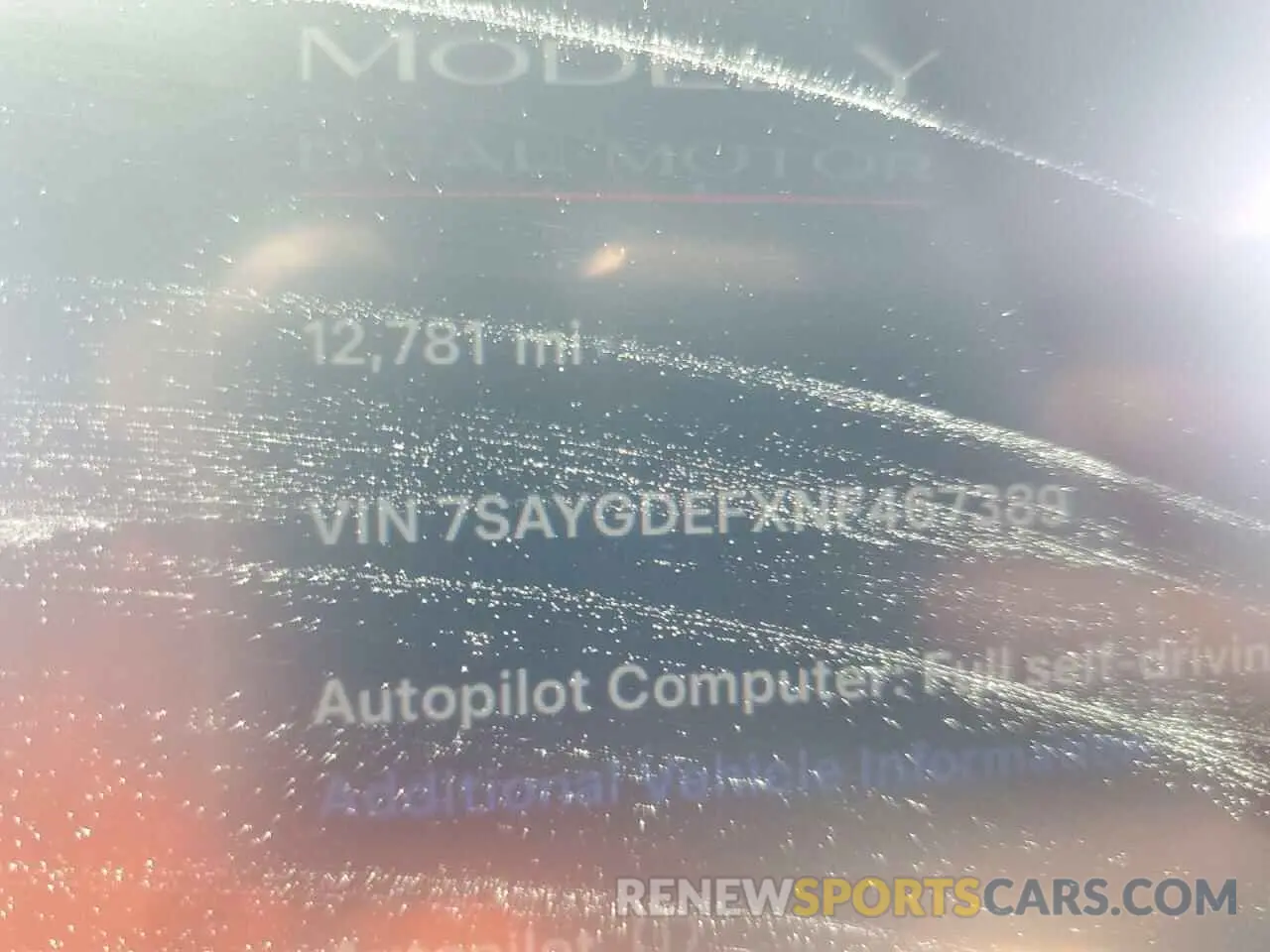9 Photograph of a damaged car 7SAYGDEFXNF467389 TESLA MODEL Y 2022
