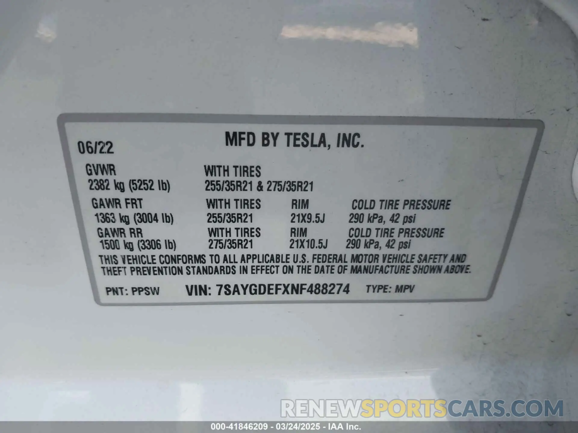 9 Photograph of a damaged car 7SAYGDEFXNF488274 TESLA MODEL Y 2022