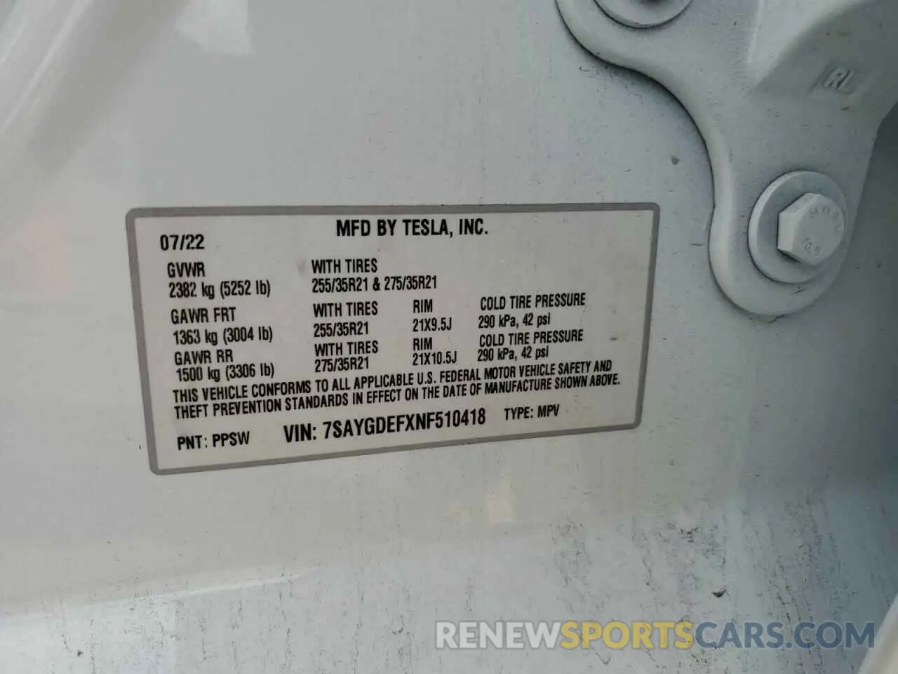 13 Photograph of a damaged car 7SAYGDEFXNF510418 TESLA MODEL Y 2022