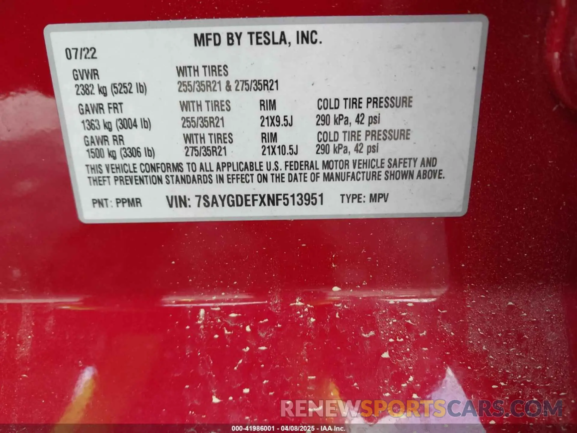 9 Photograph of a damaged car 7SAYGDEFXNF513951 TESLA MODEL Y 2022
