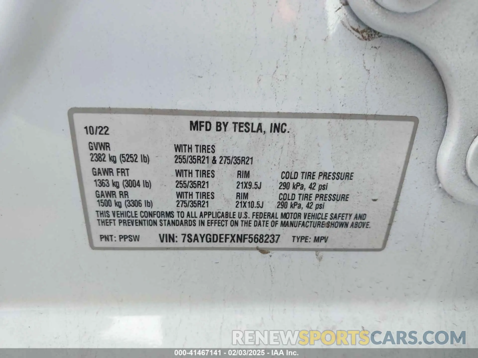 9 Photograph of a damaged car 7SAYGDEFXNF568237 TESLA MODEL Y 2022