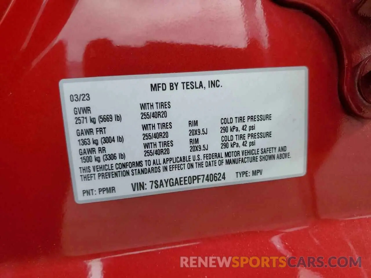 12 Photograph of a damaged car 7SAYGAEE0PF740624 TESLA MODEL Y 2023