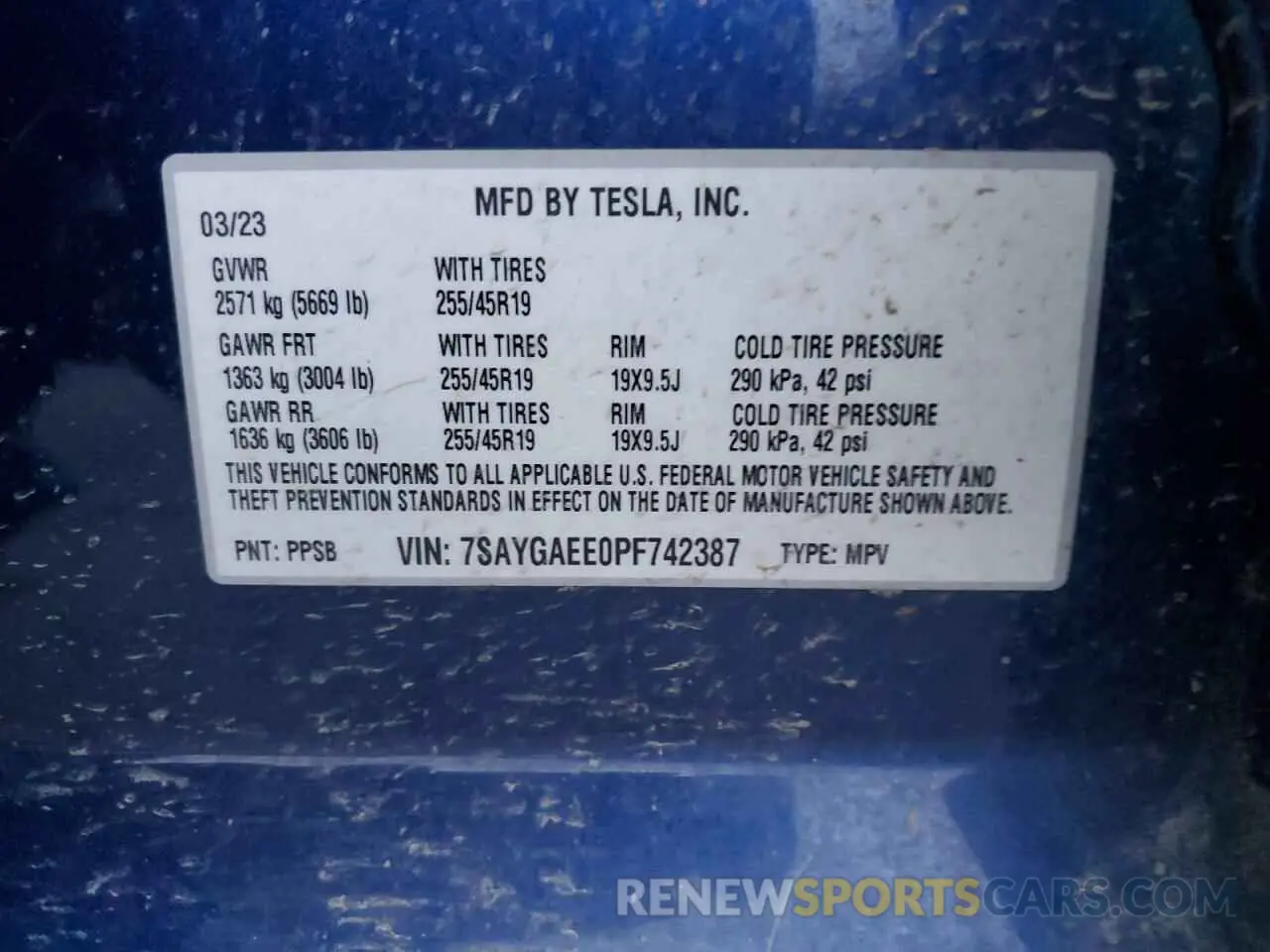 14 Photograph of a damaged car 7SAYGAEE0PF742387 TESLA MODEL Y 2023