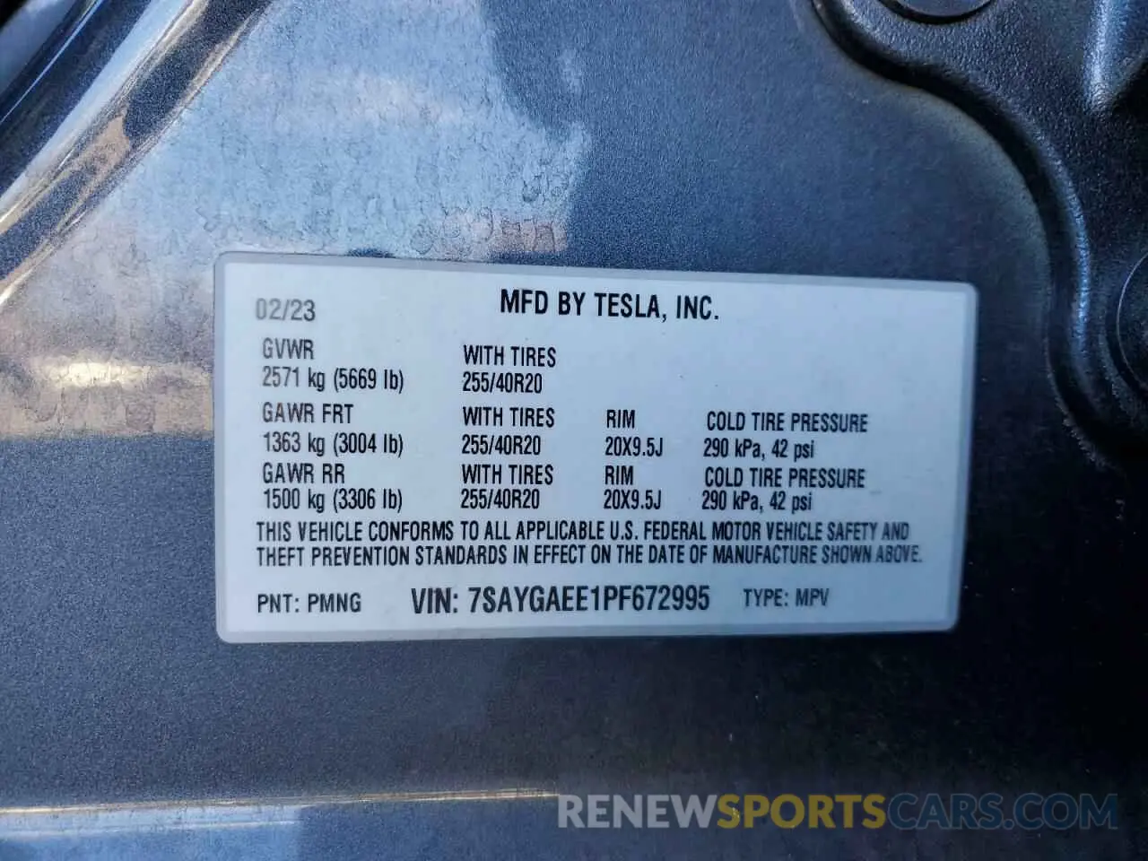 13 Photograph of a damaged car 7SAYGAEE1PF672995 TESLA MODEL Y 2023