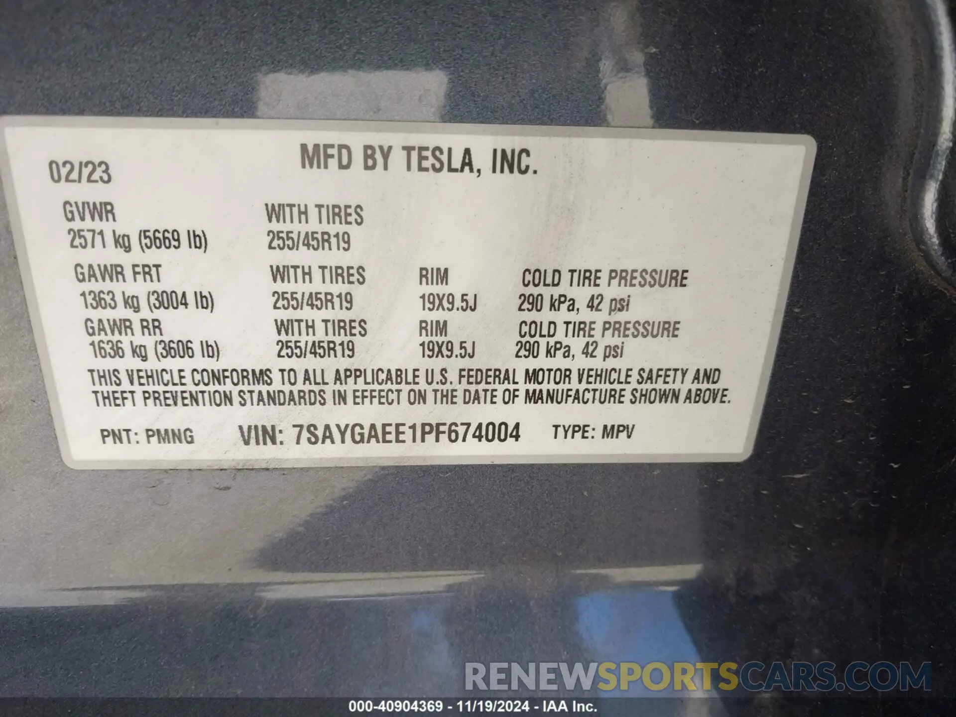 9 Photograph of a damaged car 7SAYGAEE1PF674004 TESLA MODEL Y 2023