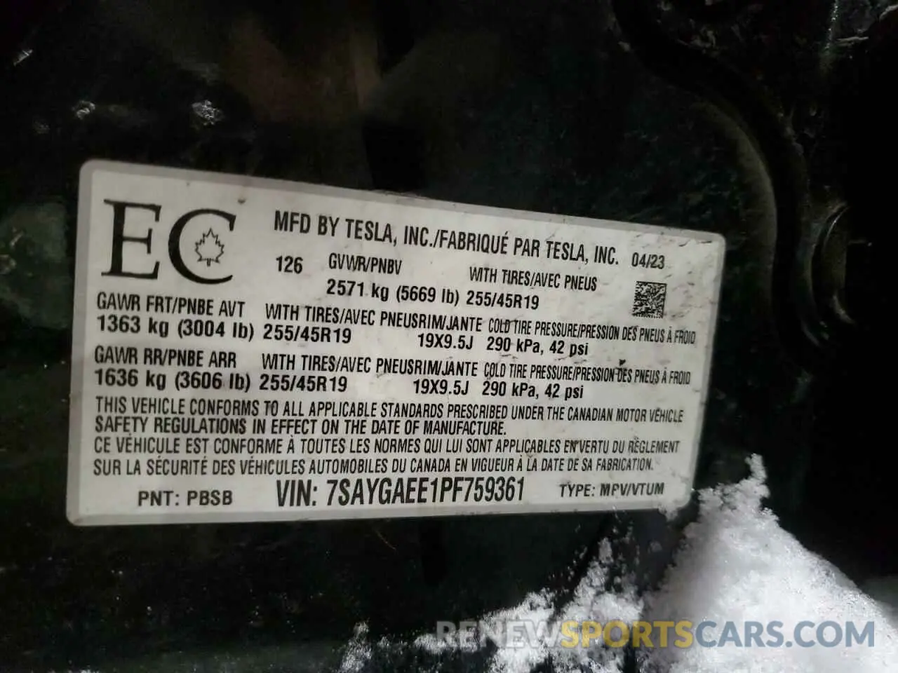 13 Photograph of a damaged car 7SAYGAEE1PF759361 TESLA MODEL Y 2023